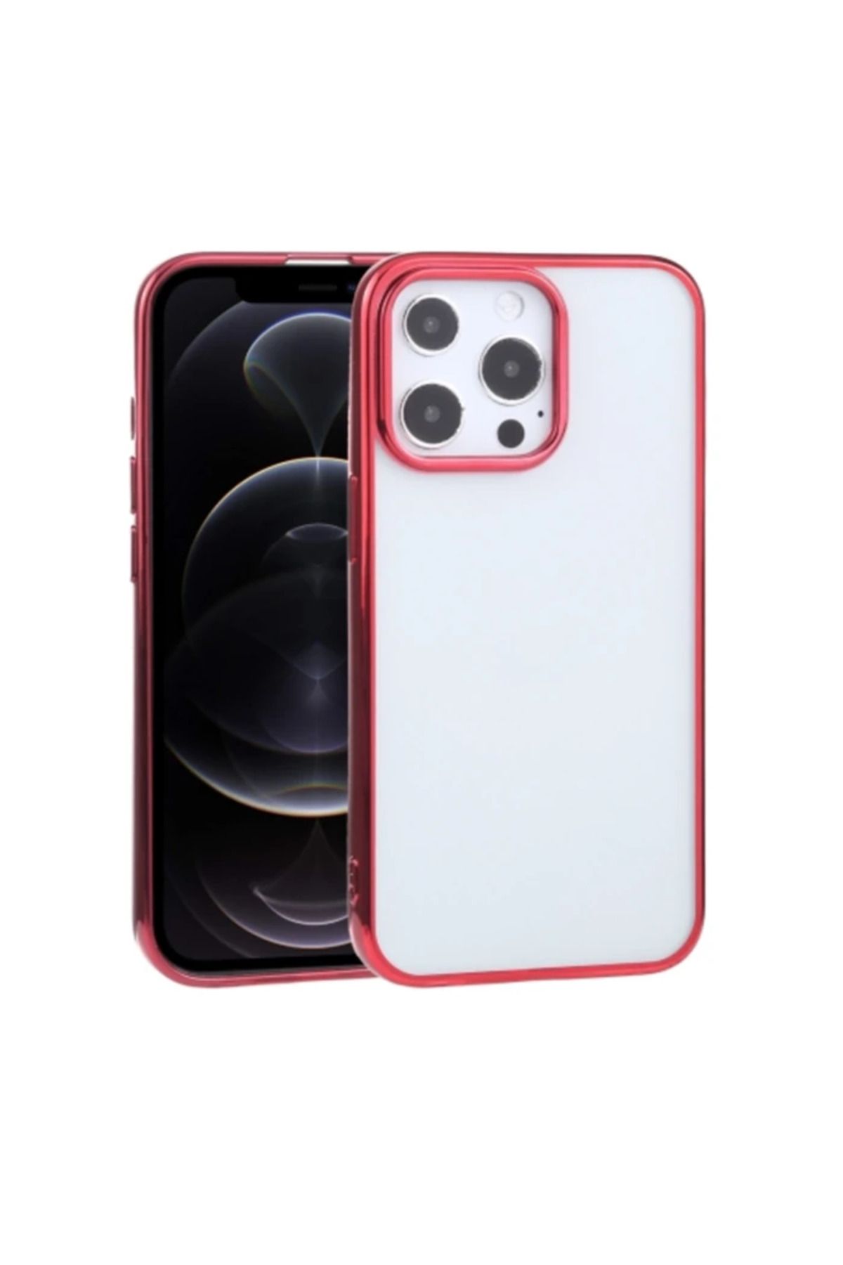 demila iPhone 13 Pro Max 6.7inç Lazer Kaplama Renkli Kenar Şeffaf Kılıf-(5775) - MLA8237-7562