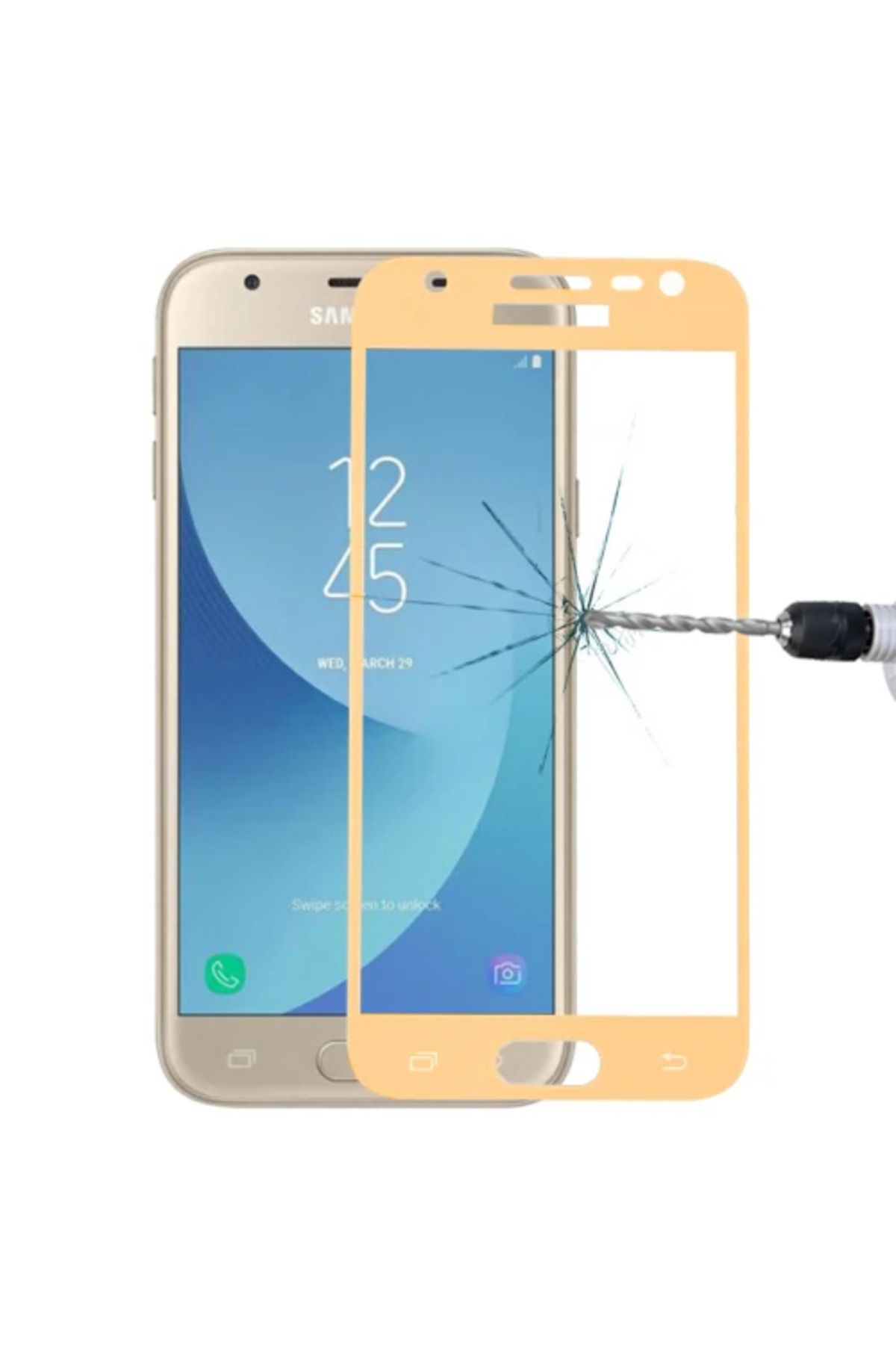 Marsilyan Sm Galaxy J3 Pro 2017 3D Full Kaplama Kırılmaz Cam Ekran Koruyucu-(5775) - MCT1444-2129