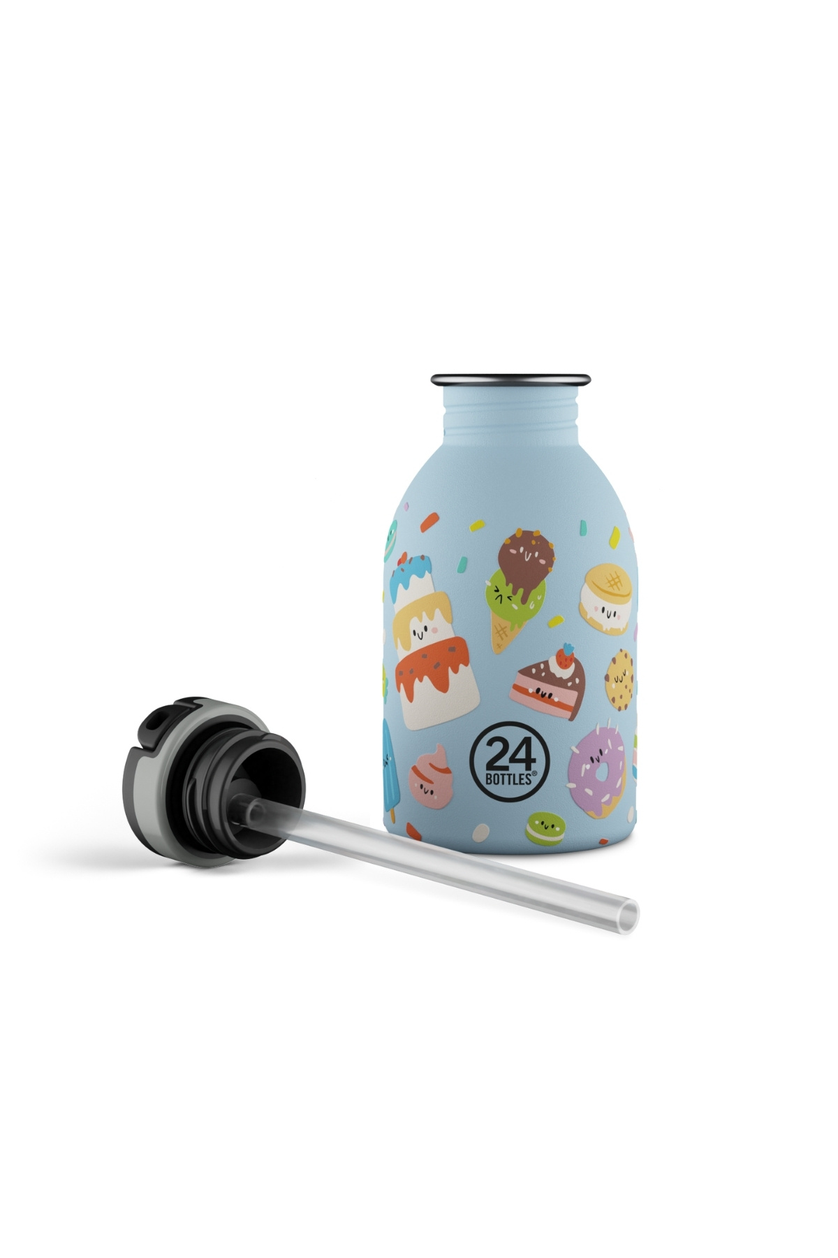24 Bottles Kids Bottle Sweet Friends Pipetli Paslanmaz Çelik Çocuk Su Matarası 250 ml fotoğrafı 4 (önizleme)