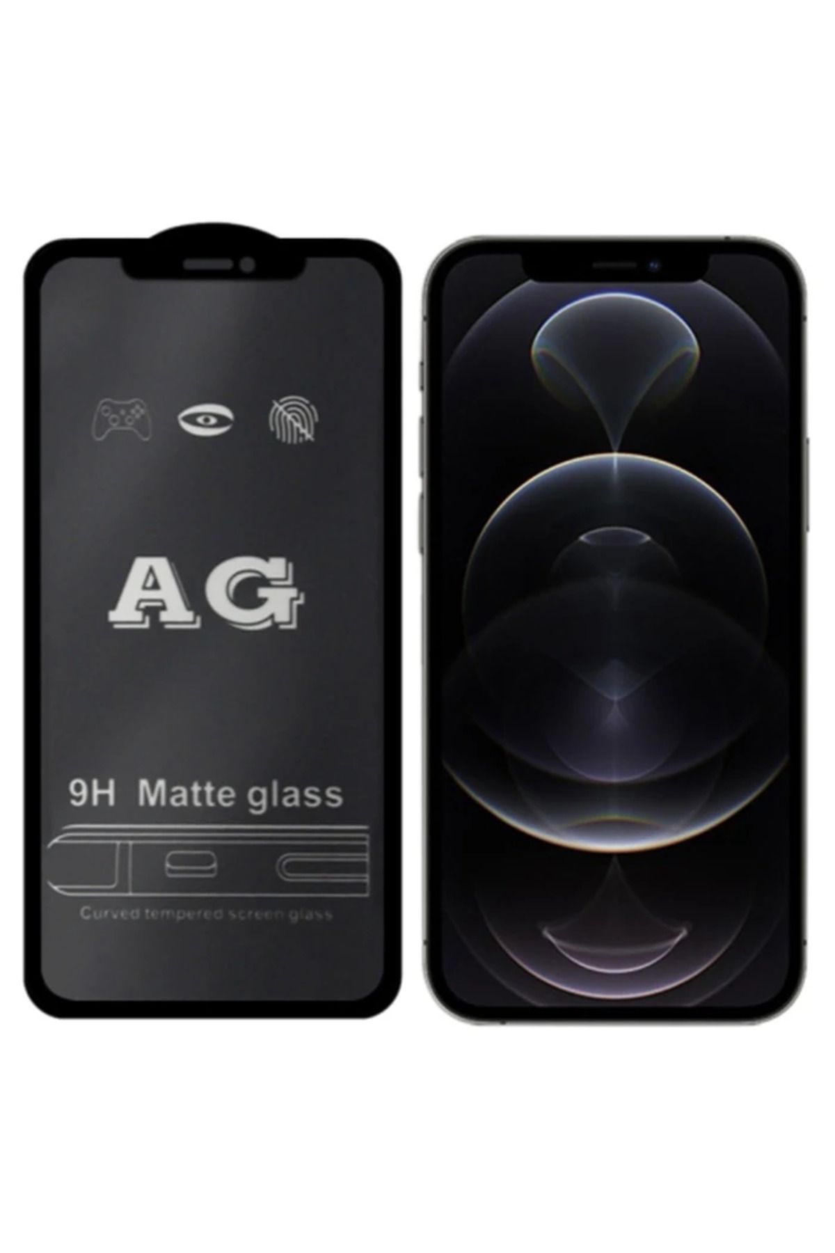 mudikonsept ALLY iPhone 12 -12 Pro 6.1inç Full Glue Matte Tempered Cam Ekran Koruyucu-(5775) - MDE2133-9552