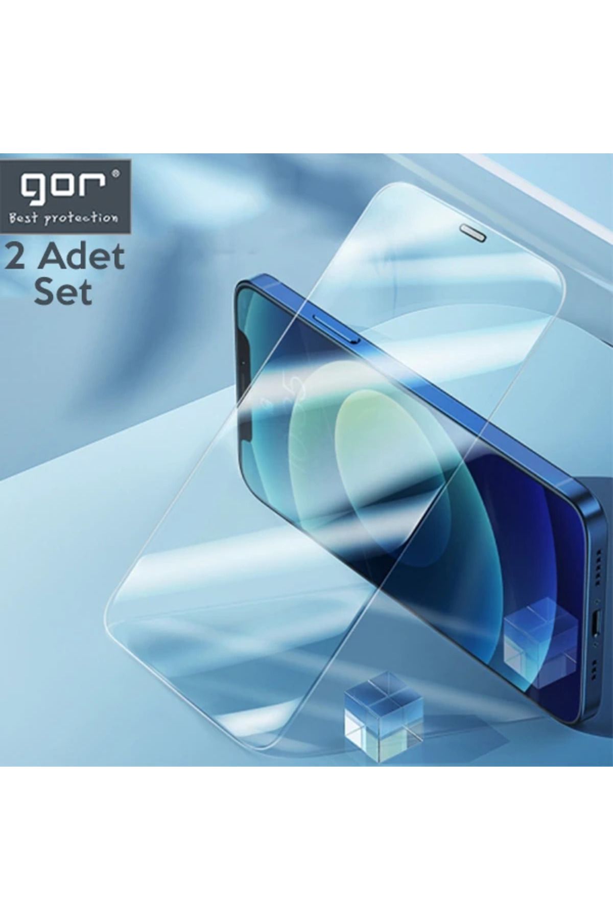Marsilyan GOR İPhone 12/12 Pro 6.1 Best Full Tempered Cam Ekran Koruyucu 2Adet+Takma Aparatı - MCT9073-8025