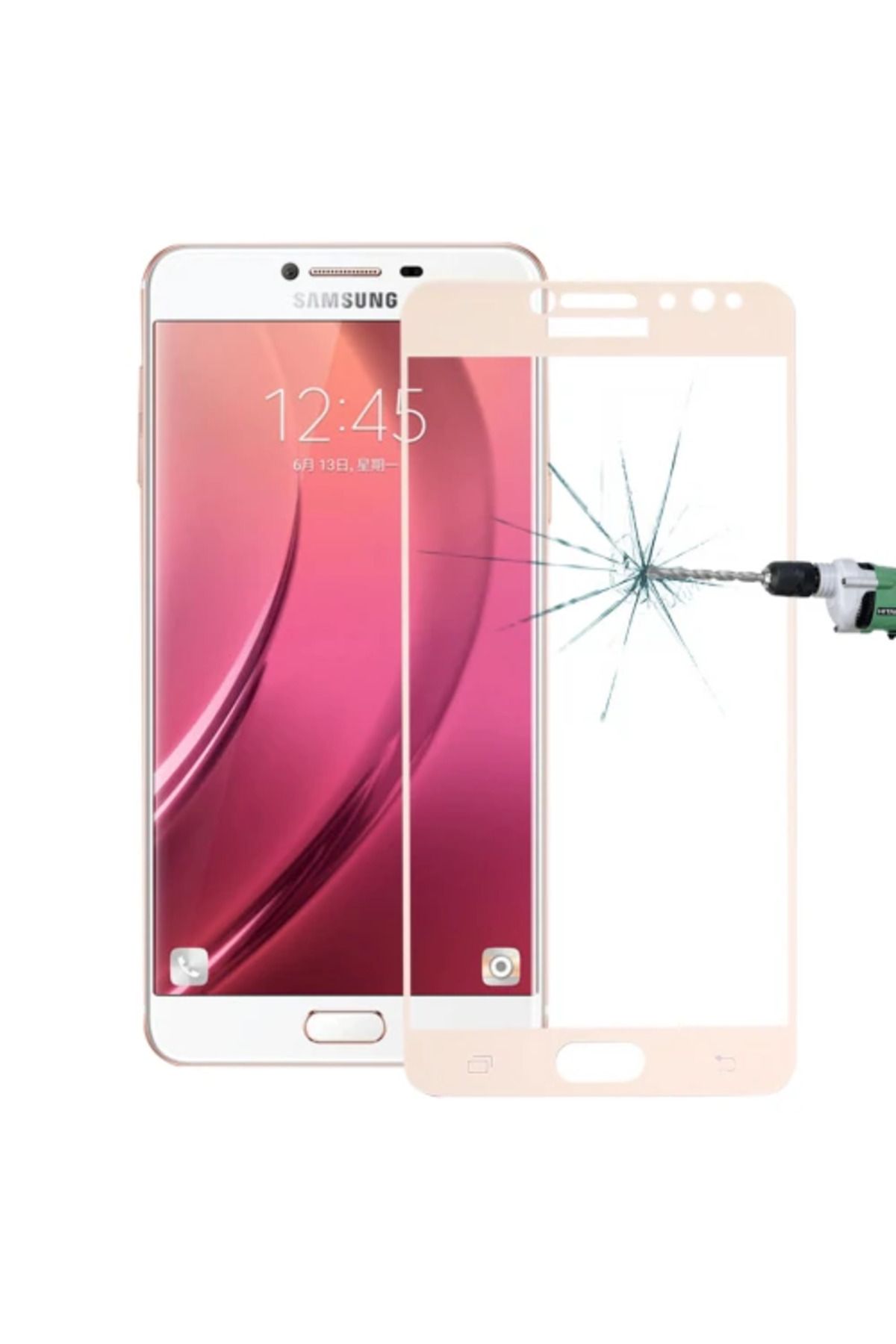 Uyguna Kapında SM Galaxy C8 J7+ Plus 3D Full Kaplama Kırılmaz Cam Ekran Koruyucu-(5775) - SVU6558-4700
