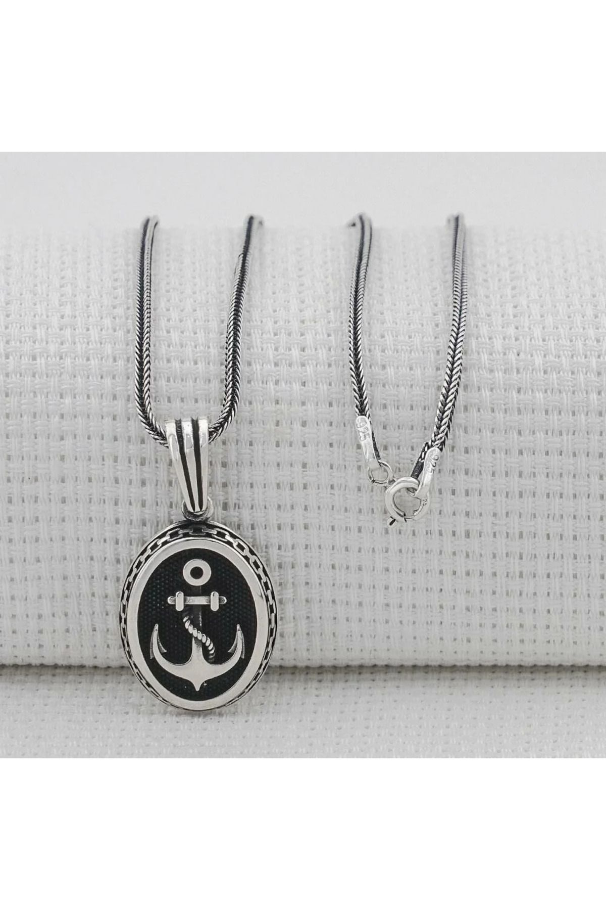 shop Denizci Çapa Tasarımlı 925 Ayar Gümüş Erkek Kolye