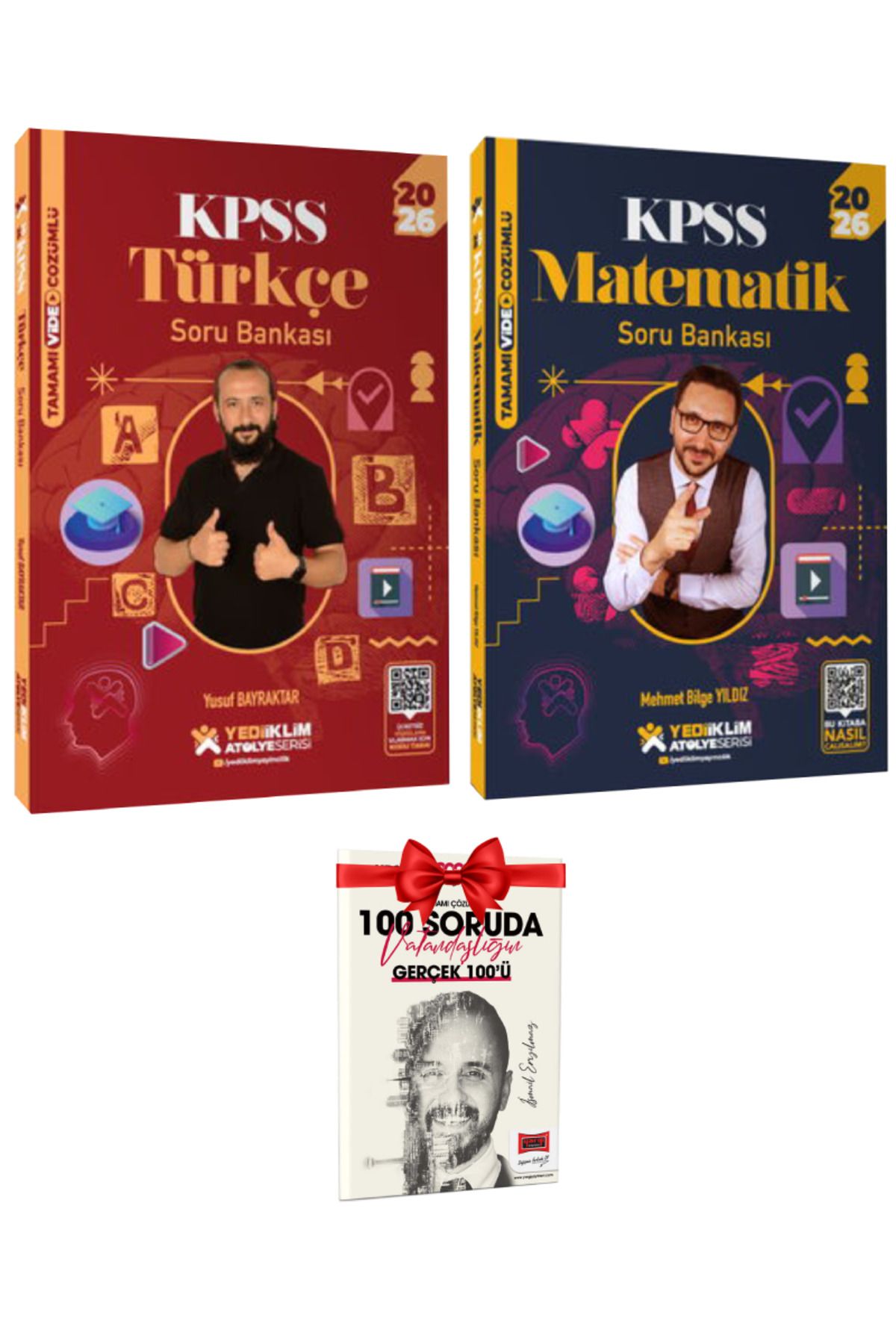 Yediiklim Yayınları 2026 KPSS Yusuf Bayraktar Türkçe Soru Bankası+ Mehmet Bilge Yıldız Matematik Soru Bankası+ Hediye