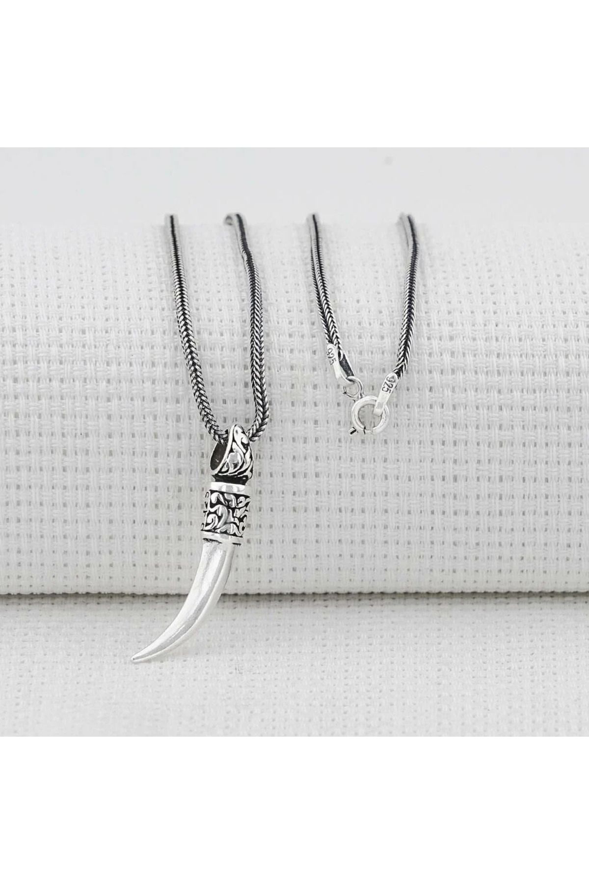 shop Fil Dişi 925 Ayar Gümüş Erkek Kolye