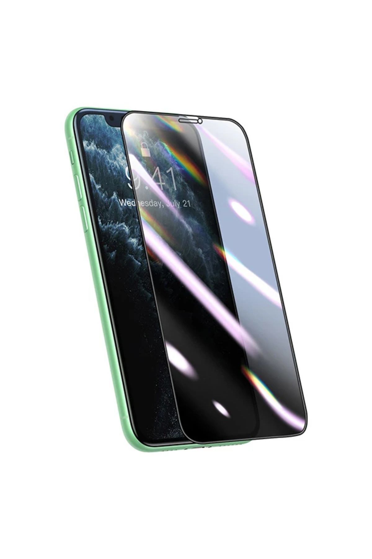 mudikonsept 0.25mm İPhone 11 3D Curved Privacy Gizlili Cam Ekran Koruyucu-(5775) - MDE2151-6331
