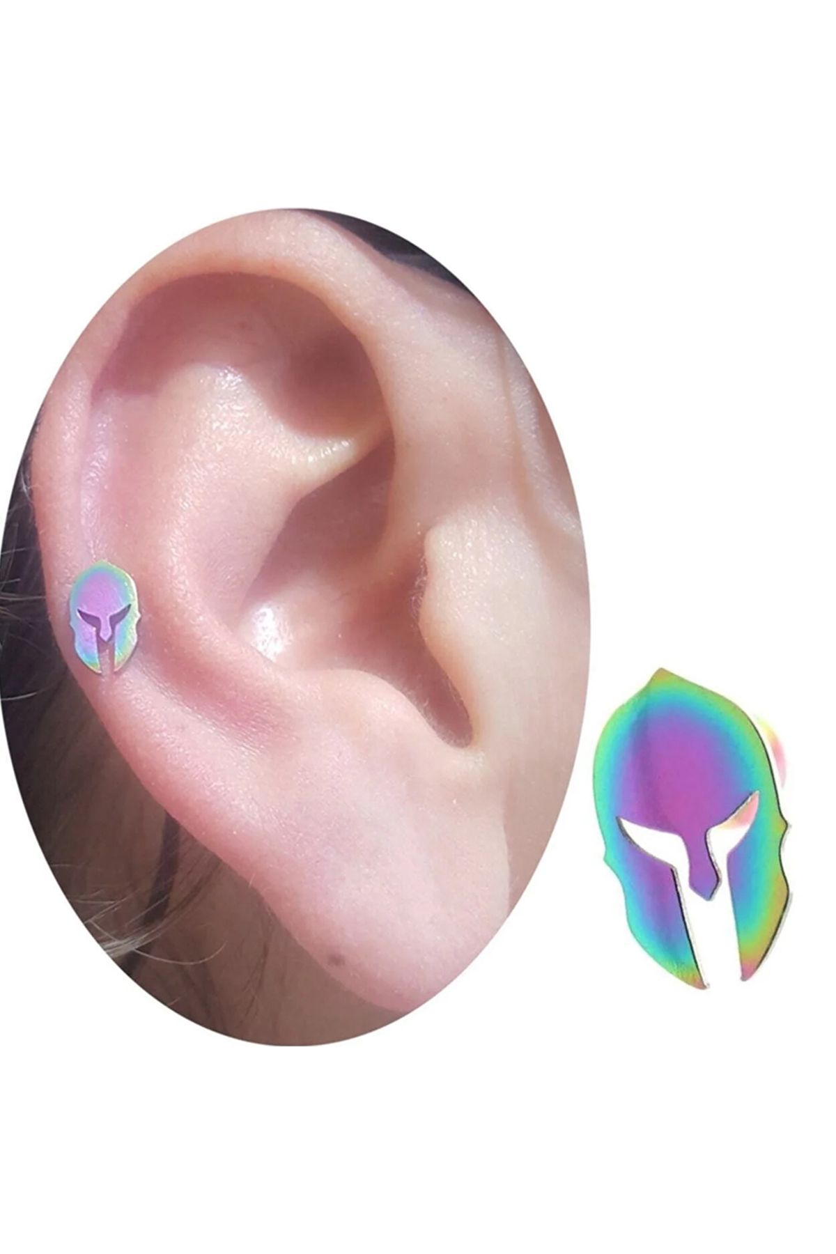 Cadının Dükkanı Çelik Gladyatör Gökkuşağı Tragus Helix Kıkırdak Piercing