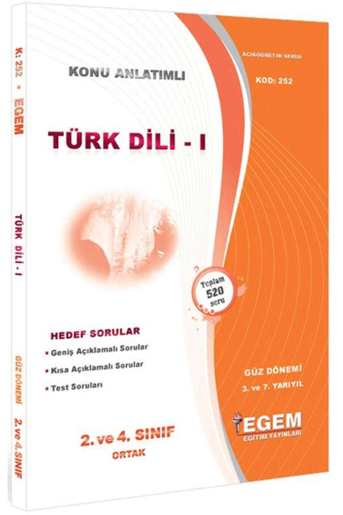 Egem Eğitim Yayınları 2. ve 4. Sınıf Ortak 3. ve 7. Yarıyıl Türk Dili 1 Konu Anlatımlı Soru Bankası