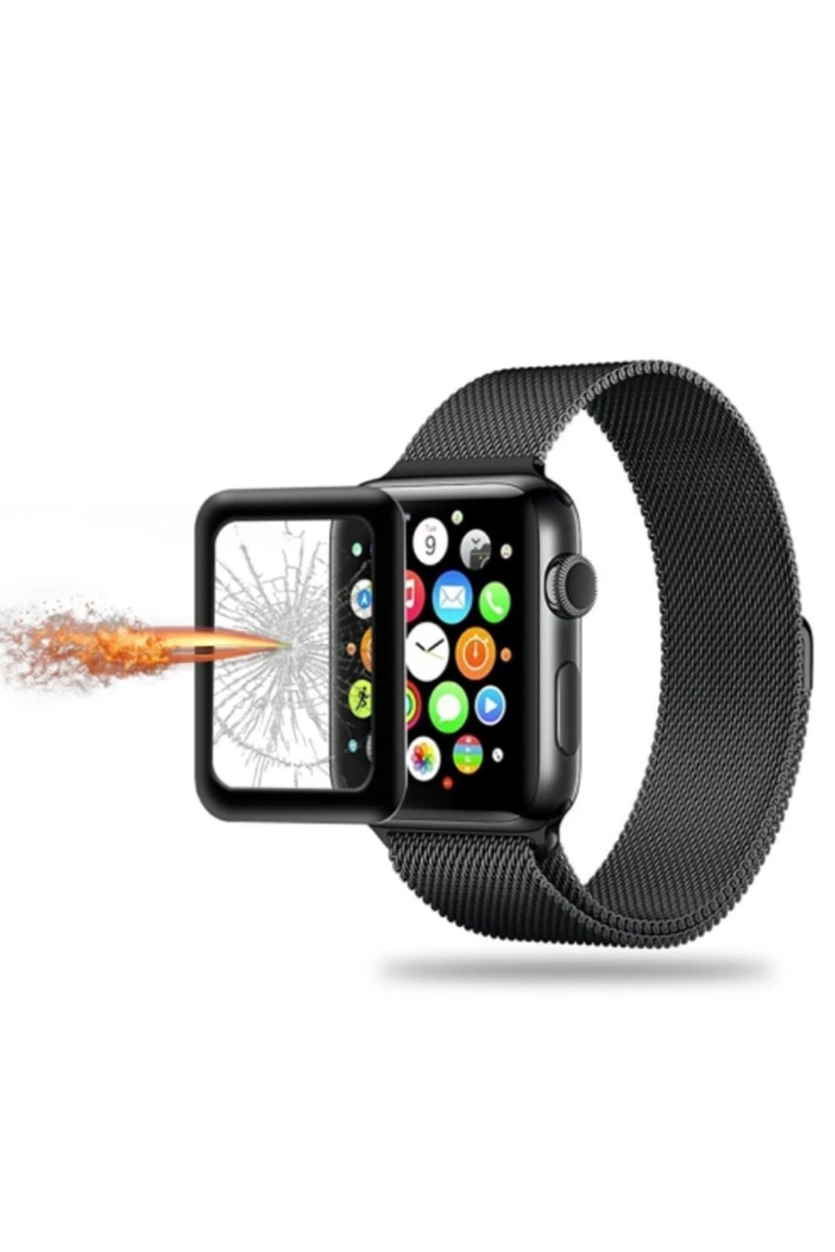 mudikonsept Ally Apple Watch 123 42mm 3d Kavisli Full Cam Ekran Koruyucu-(5775) - MDE8454-5479