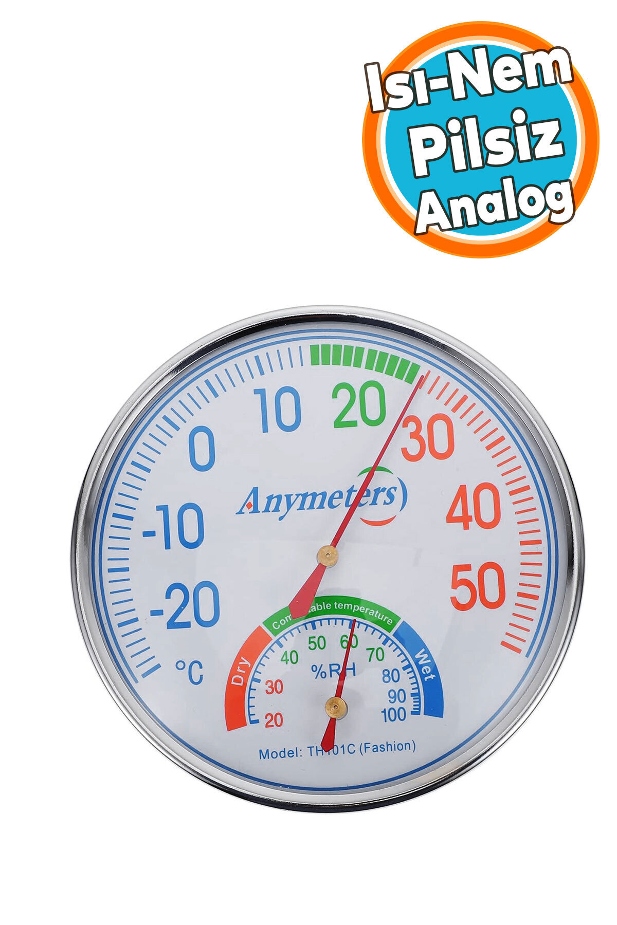 NZB Termometre Isı ve Nem Ölçer Sauna Sıcaklık Ölçme Derece Gösterge Pilsiz Mekanik Düz Analog 1 Adet