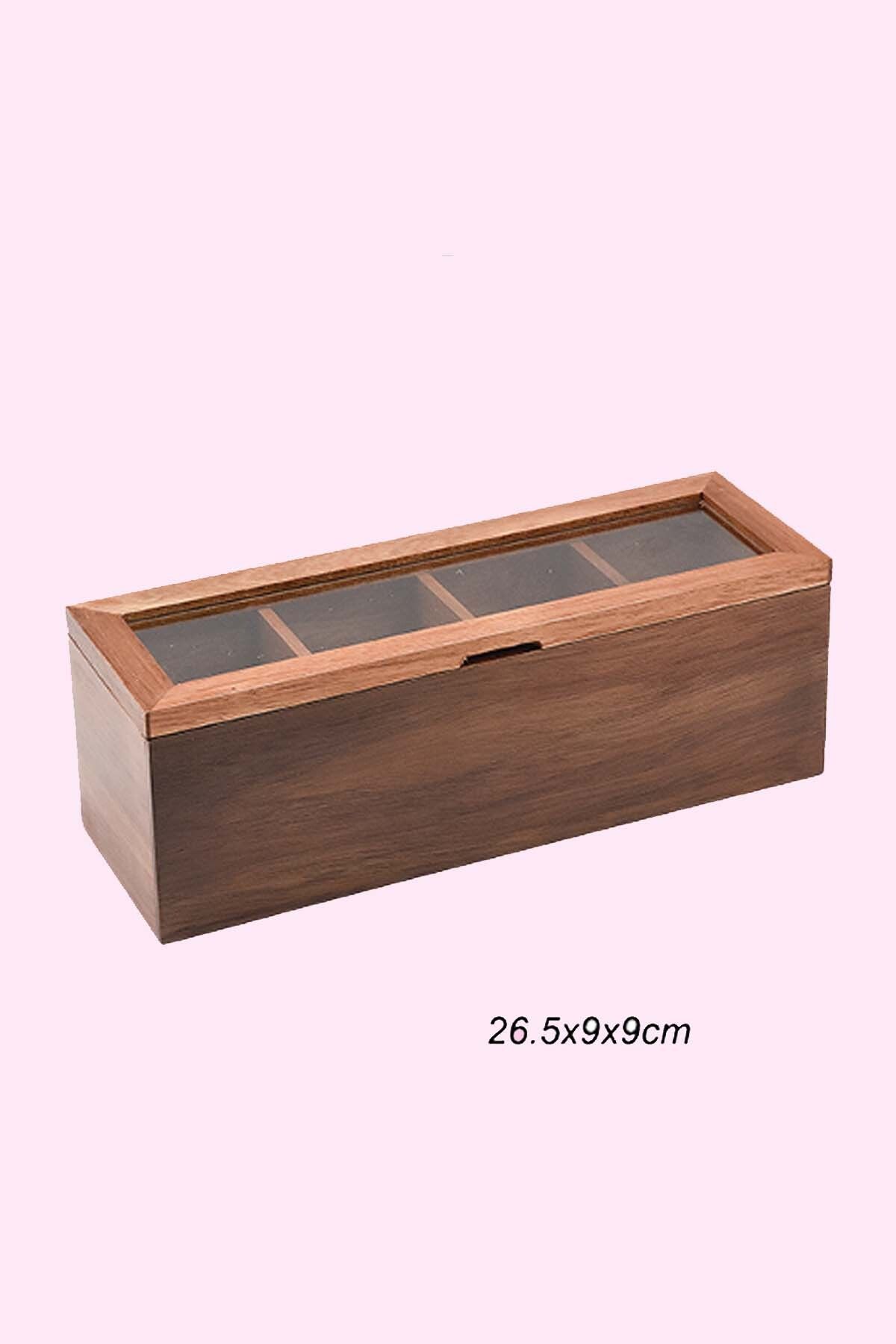 SepetçiBaba Akasya 4 Bölmeli Çay Kutusu - Organizer - 02326