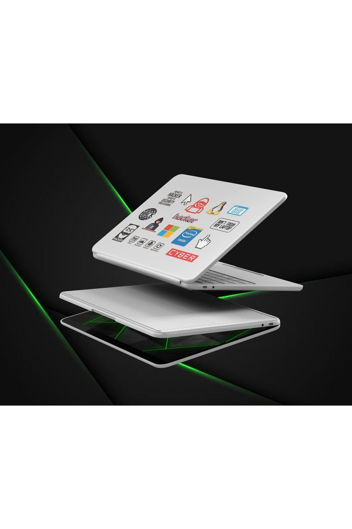 MS Major Selection Hacker Temalı Laptop Notebook Sticker 18 adet