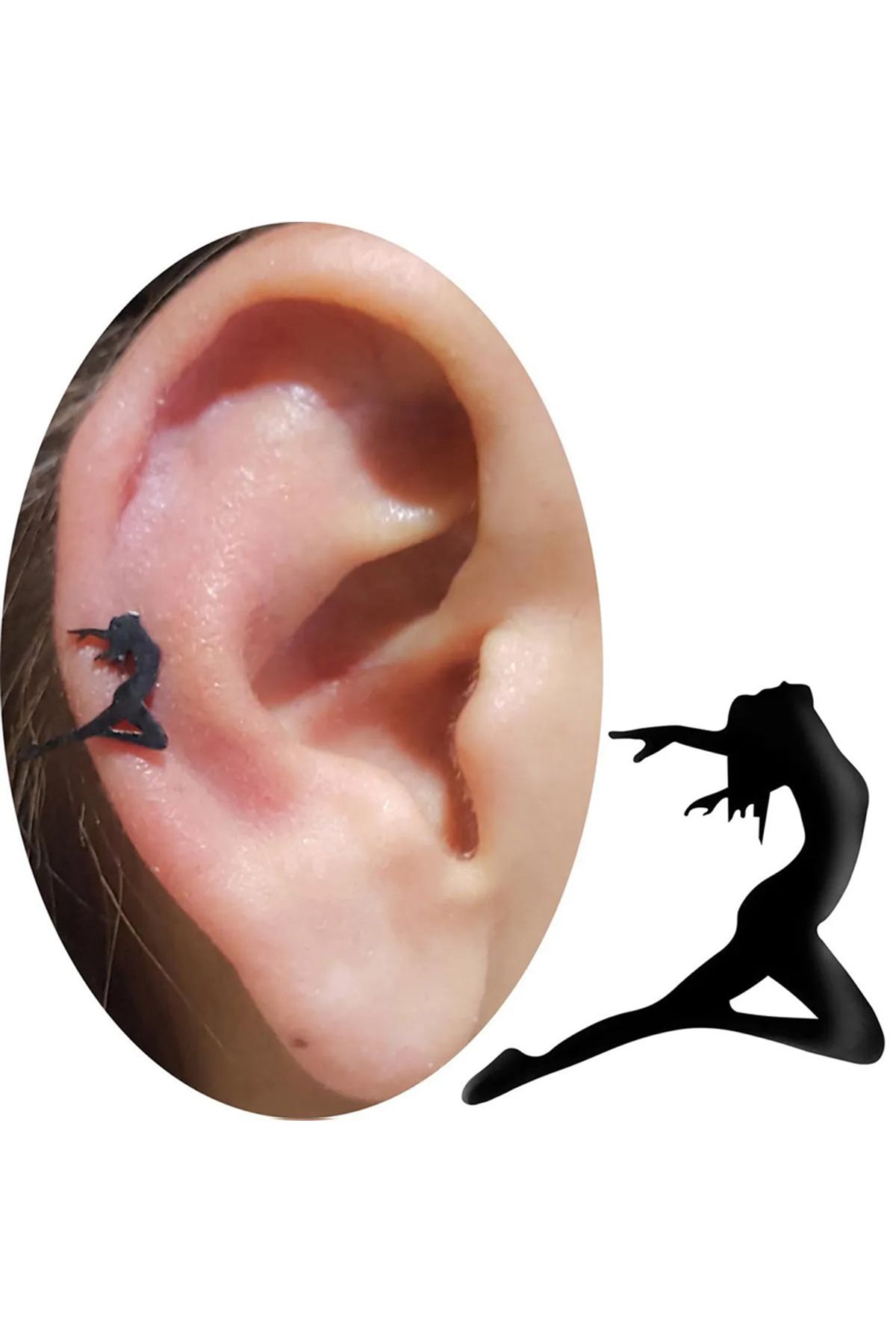 Cadının Dükkanı Çelik Kadın Siyah Tragus Helix Kıkırdak Piercing