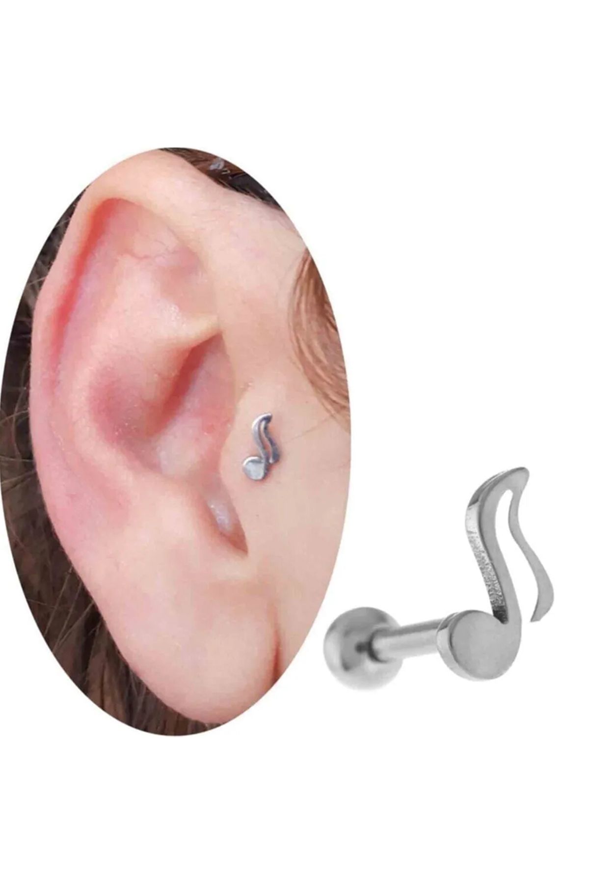 Cadının Dükkanı Çelik Nota Tragus Helix Kıkırdak Piercing