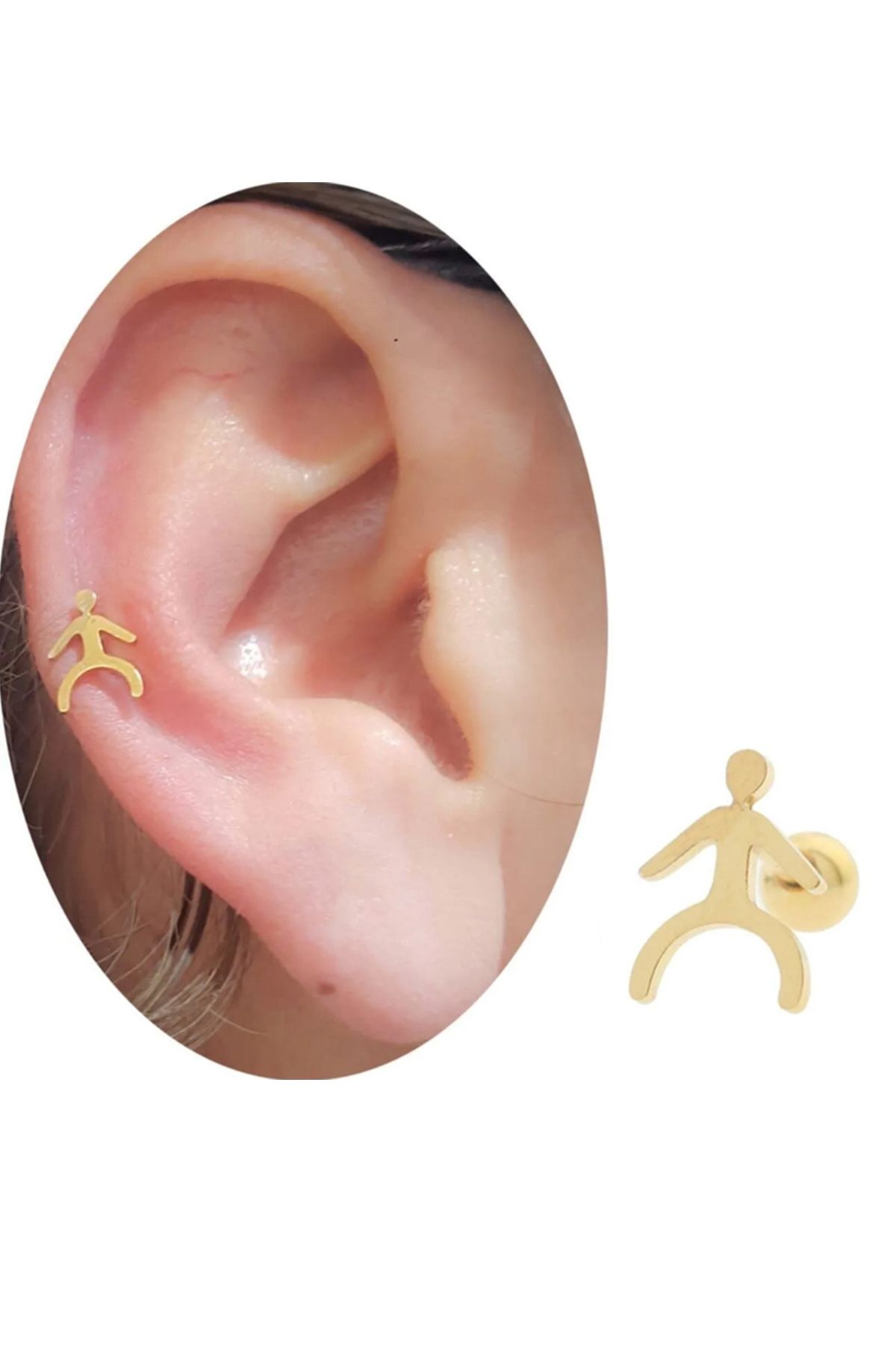 Cadının Dükkanı Çelik Gold Tragus Helix Kıkırdak Piercing