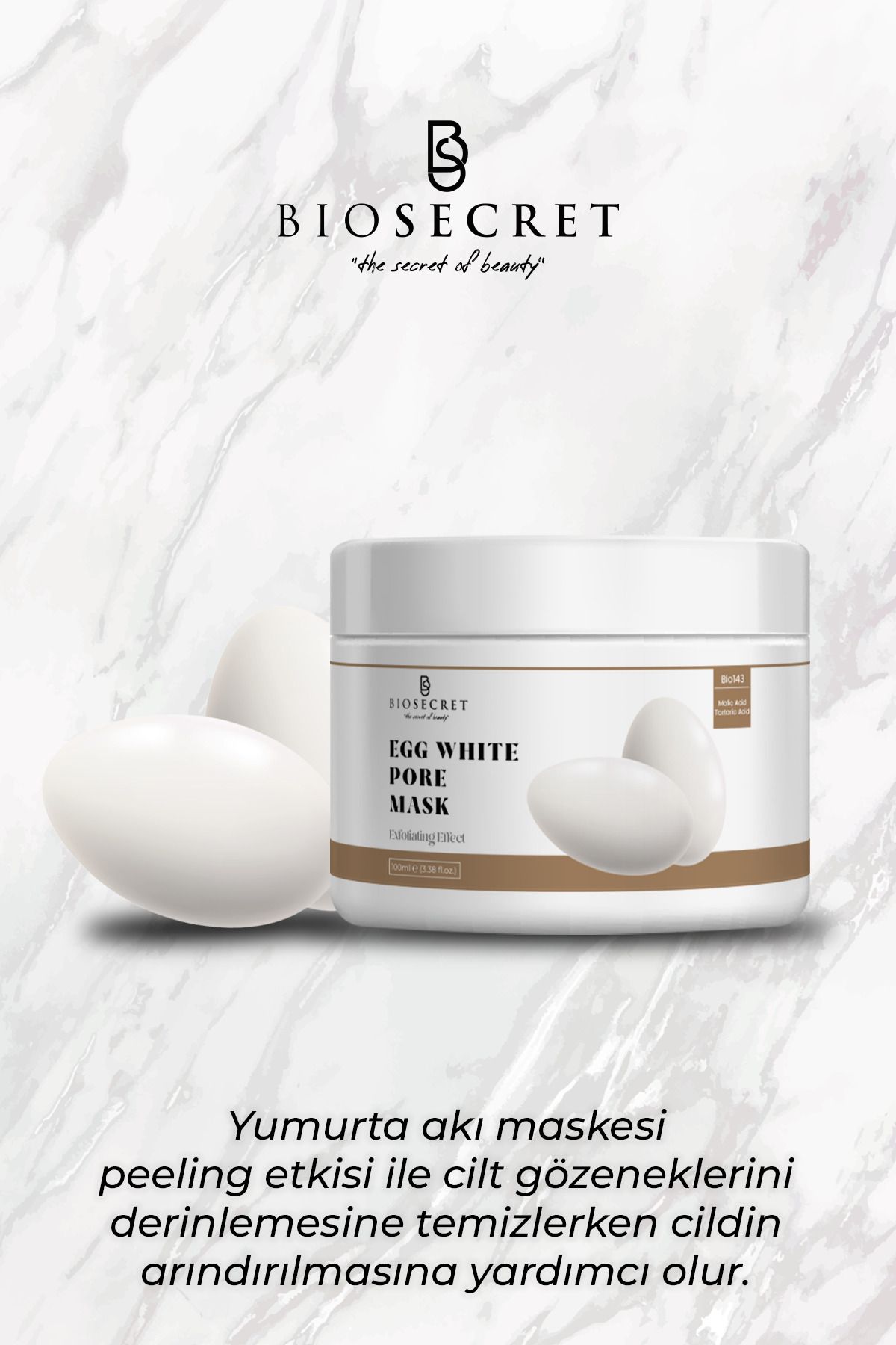 Biosecret Renk Tonu Leke Gözenek Karşıtı Yumurta Akı Maskesi Egg White Pore Mask 100ml Bio143