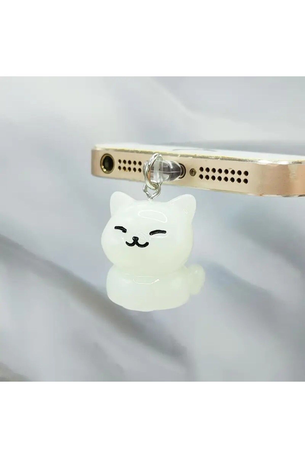 eNoi Karanlıkta Parlayan Gülümseyen Kedi -Telefon Toz Koruyucu
