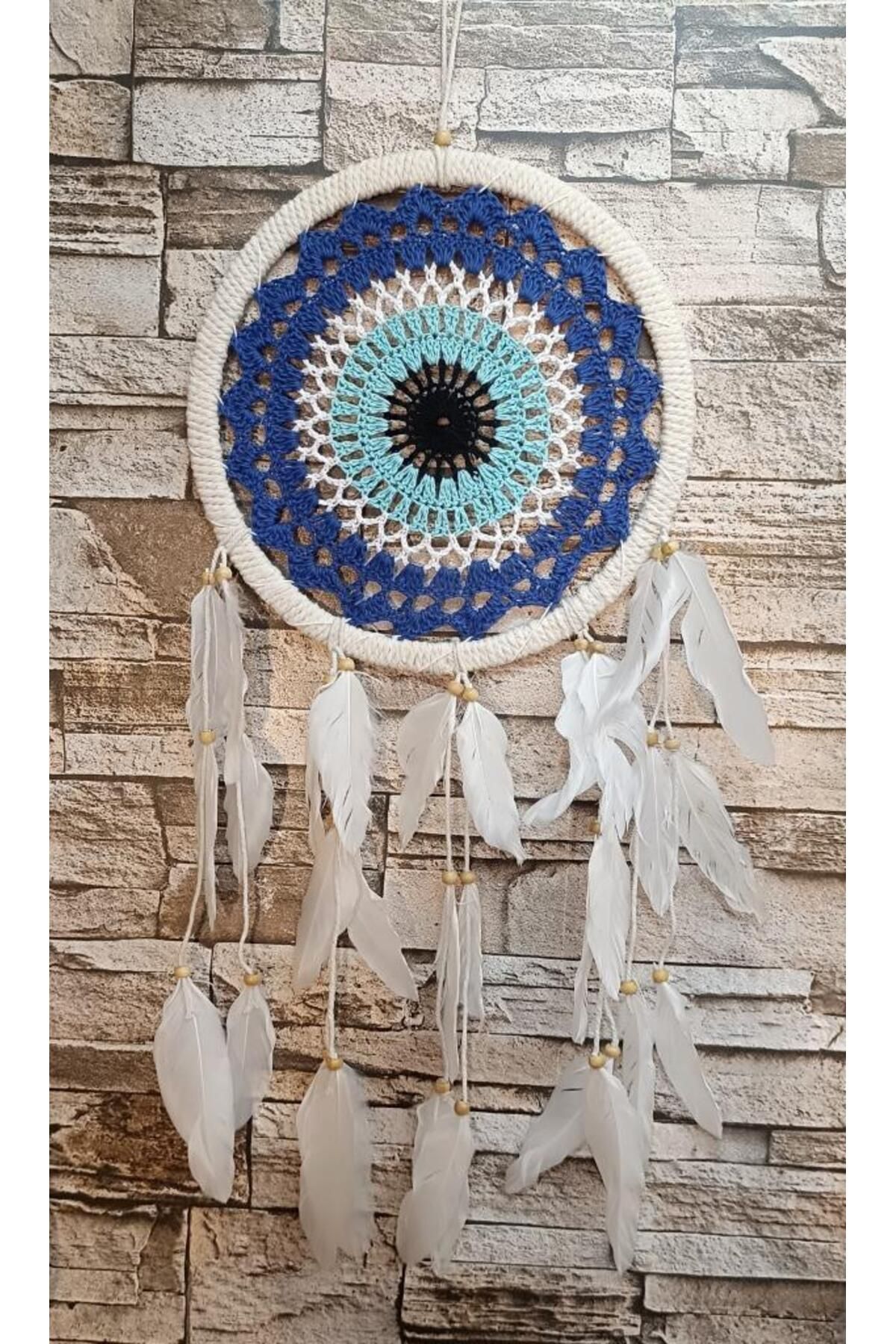 Hd Marketim Düş Kapanı Makrome Dreamcatcher Nazar Boncuk Kuş Tüyü Rüya Kapanı Duvar Süsü Elişi