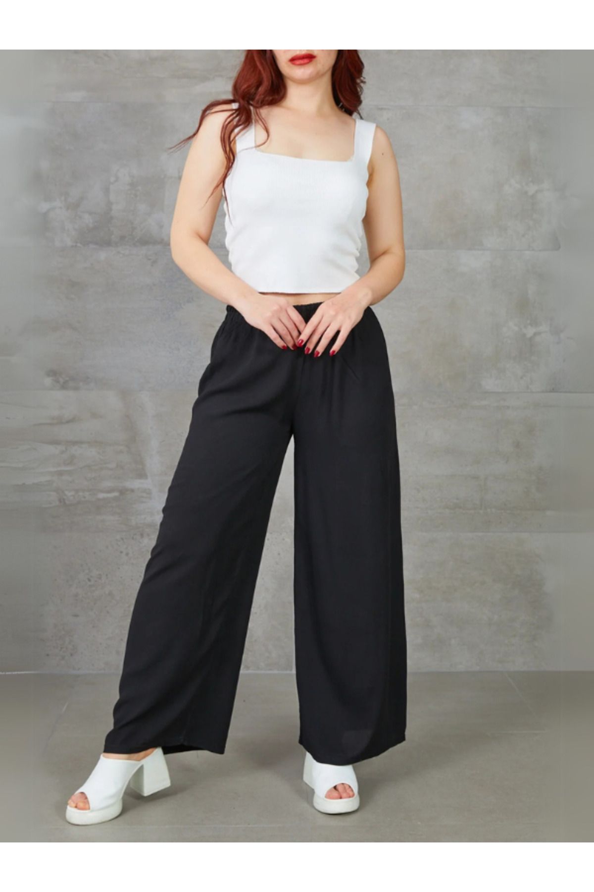 Rhythm Clothing Bol Paça, Rahat Kalıp, Doğal Viskon, Lastikli, Yazlık Kadın Pantolon