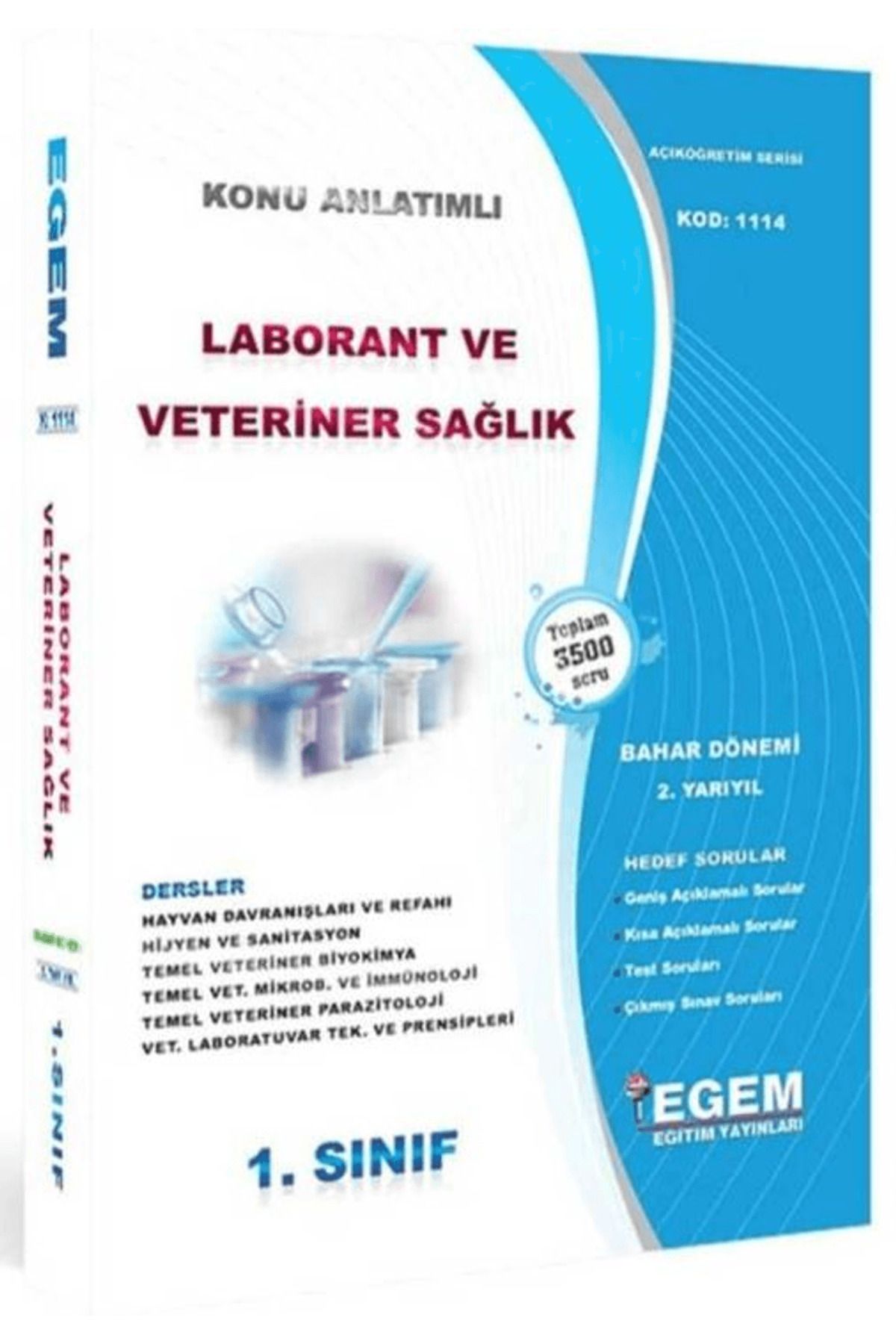 Egem Eğitim Yayınları 1. Sınıf Laborant ve Veteriner Sağlık 2. Yarıyıl Bahar Dönemi Konu Anlatımlı Soru Bankası - 1114