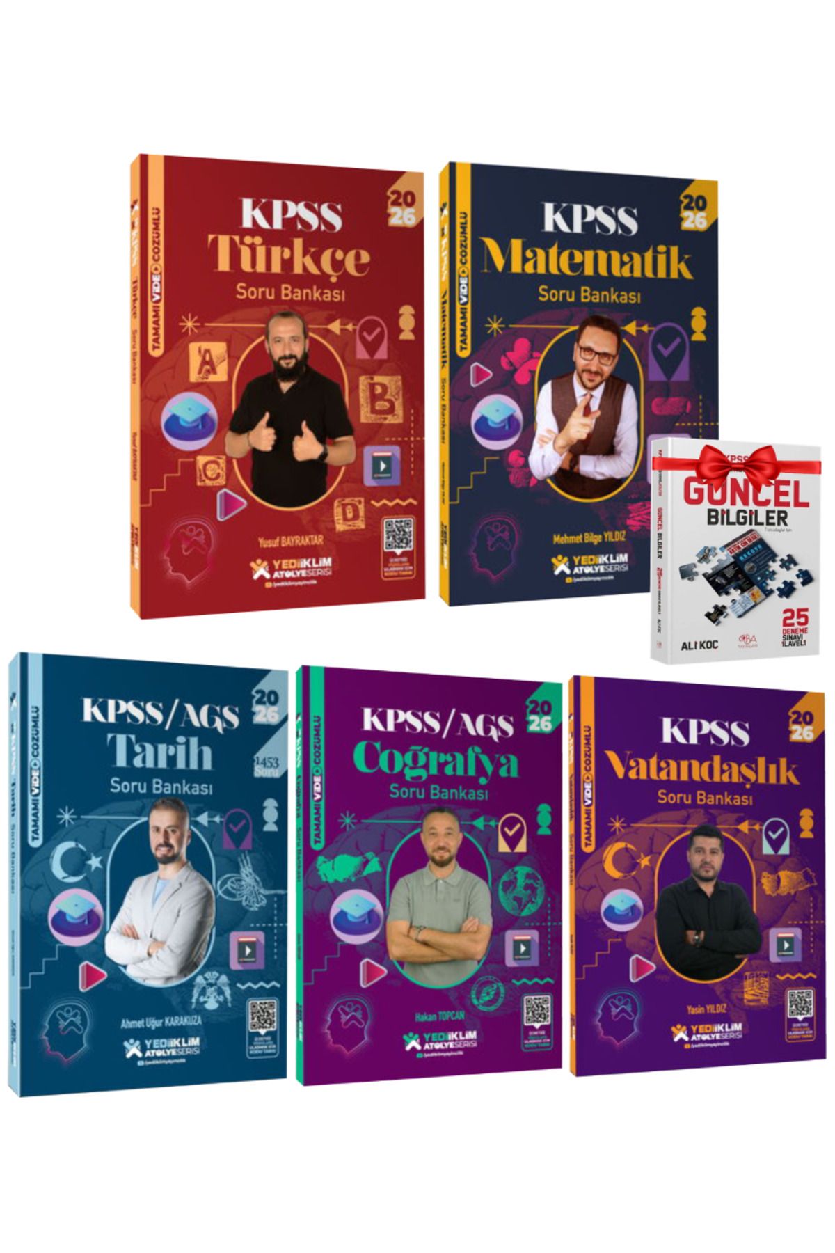 Yediiklim Yayınları 2026 KPSS Türkçe+Matematik+Tarih+Coğrafya+Vatandaşlık Soru Bankası+Hediye | Mehmet Bilge Yıldız
