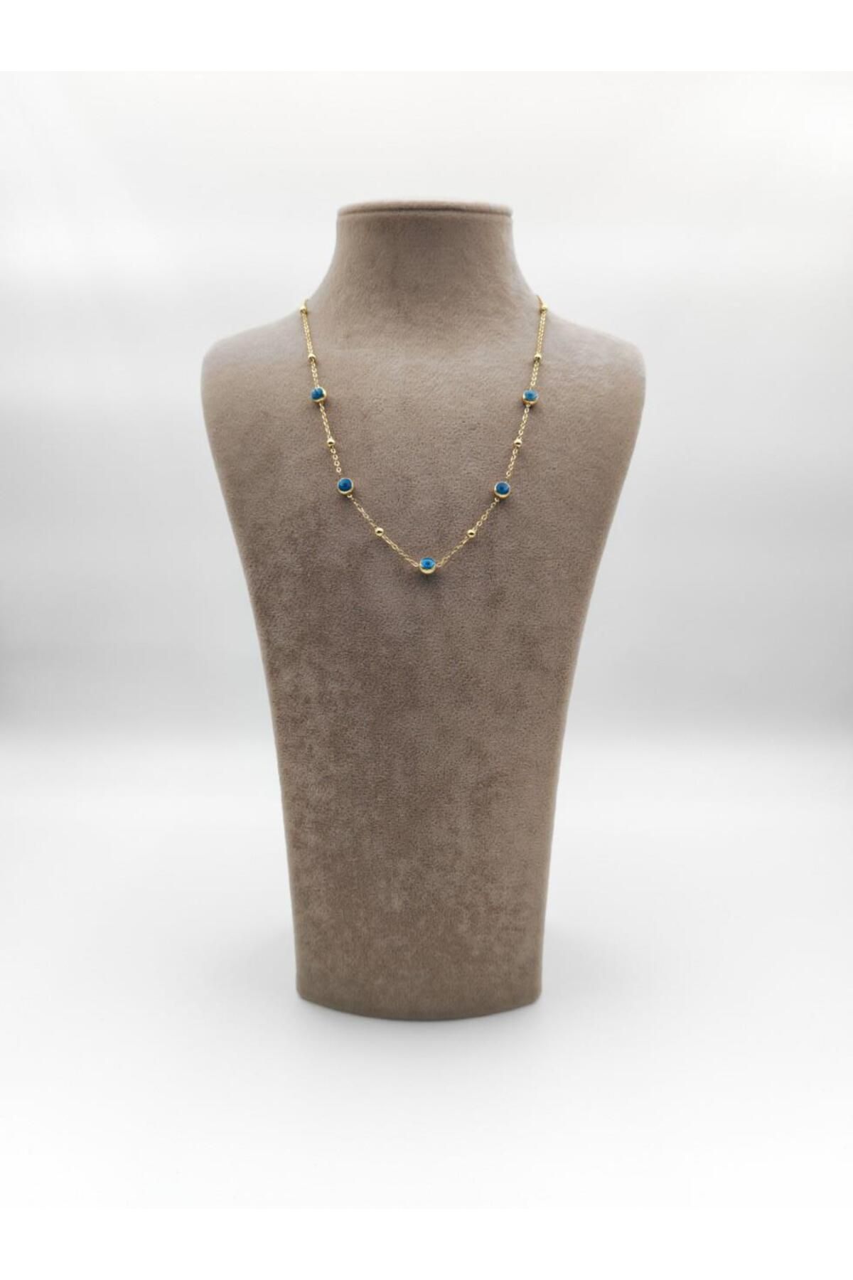 Nsl Jewels TOP ZİNCİRLİ 5 NAZAR BONCUKLU KOLYE