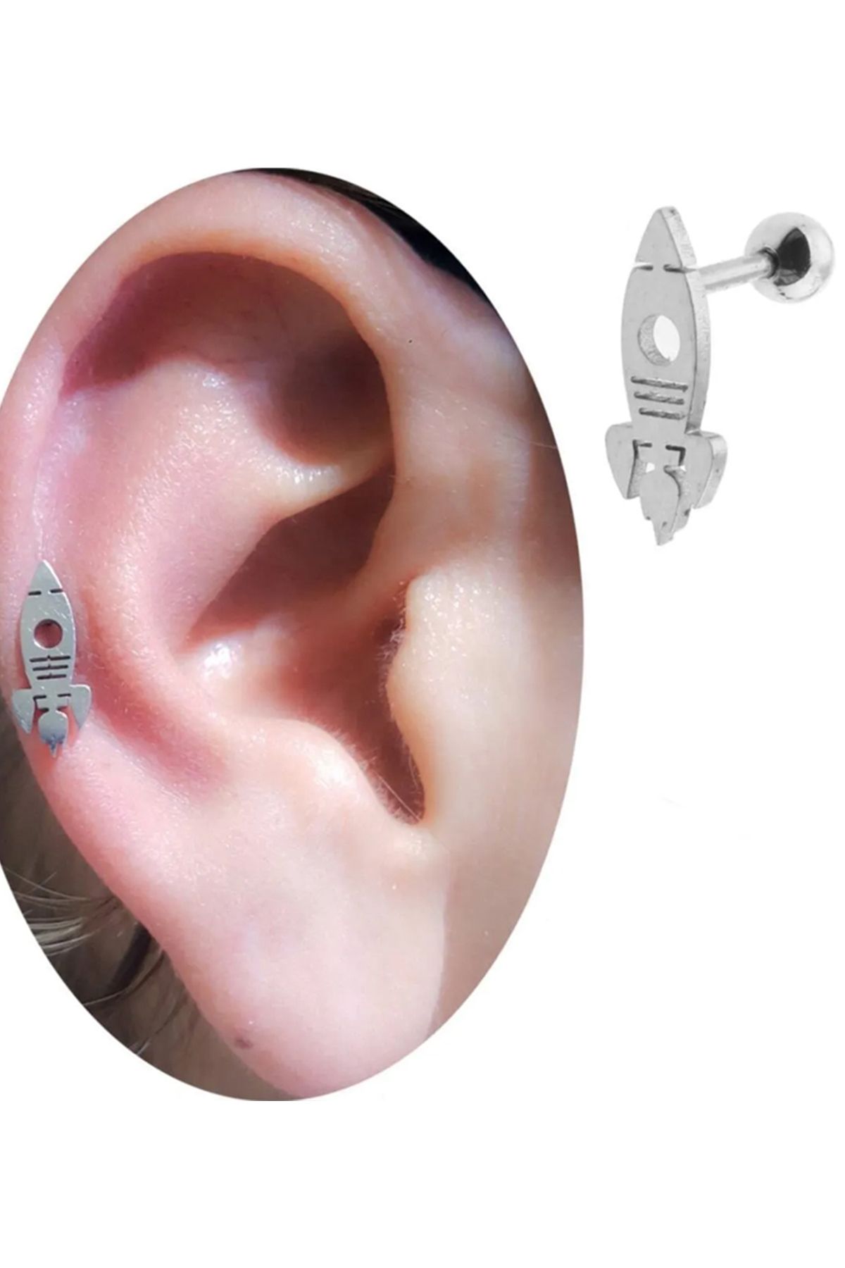 Cadının Dükkanı Çelik Füze Tragus Helix Kıkırdak Piercing