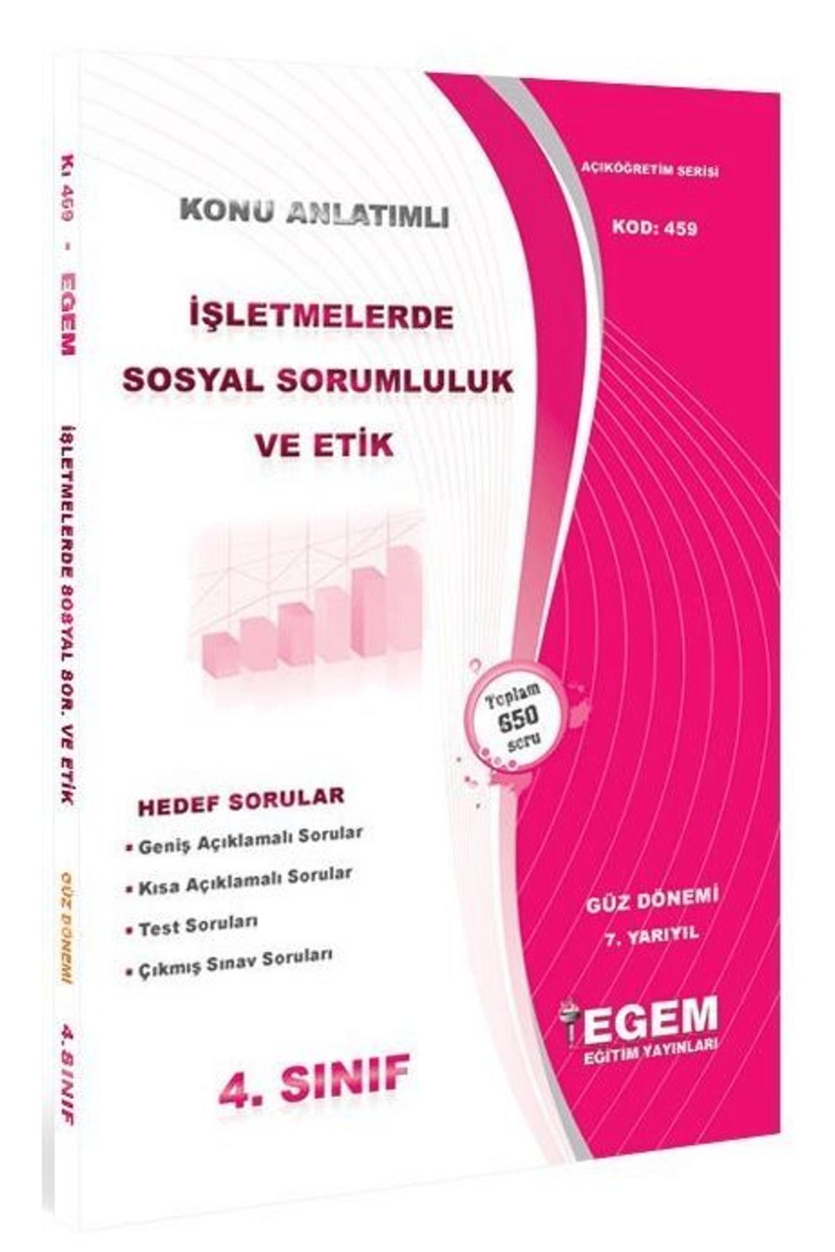 Egem Eğitim Yayınları 4. Sınıf İşletmelerde Sosyal Sorumluluk ve Etik Hedef Sorular (Kod 459)