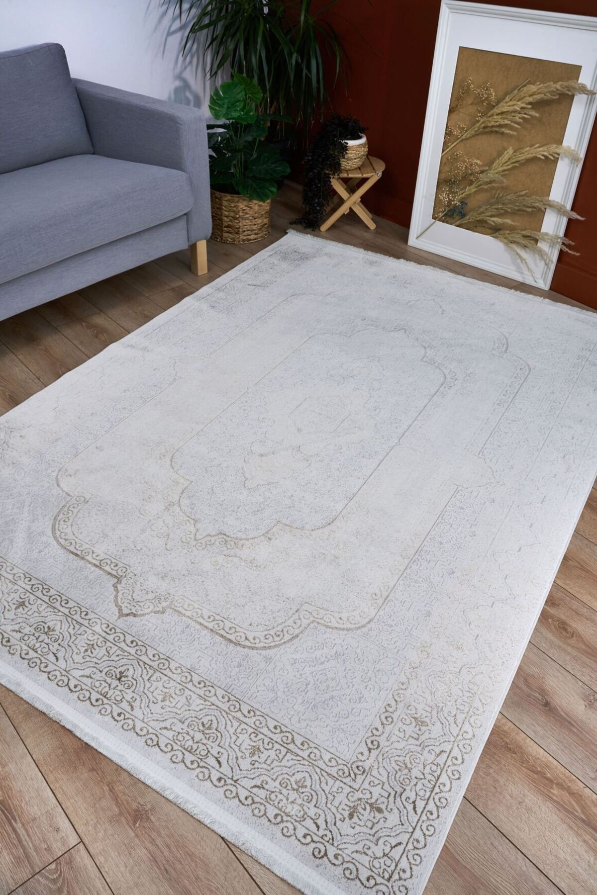 akbel halı & yatak exclusive home design Riena 1122 Latte - Akrilik Polyester Halı | Kaymaz Tabanlı Dekoratif Halı