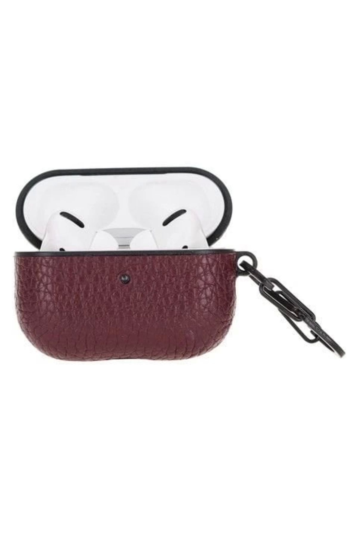 Vemora Apple AirPods Pro Uyumlu Deri Kılıf Juni ERC14 Bordo