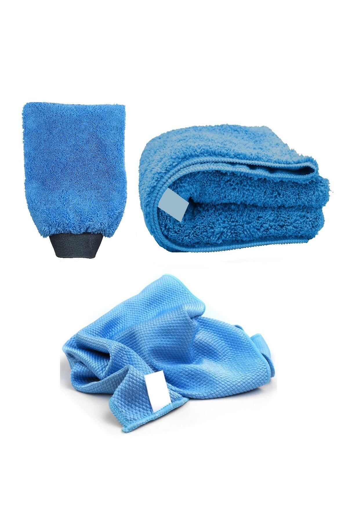 teknotrust Parlak ve Temiz Araç Temizlik Seti, 3'lü Blue Paket