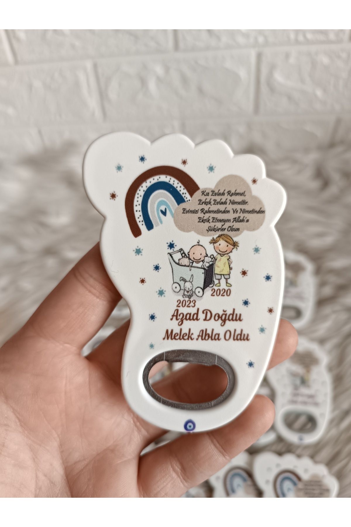 Doğrukan Hediyelik 25 Adet Abla Erkek Kardeş Ayak Şeklinde Açacak Magnet Hediyelik