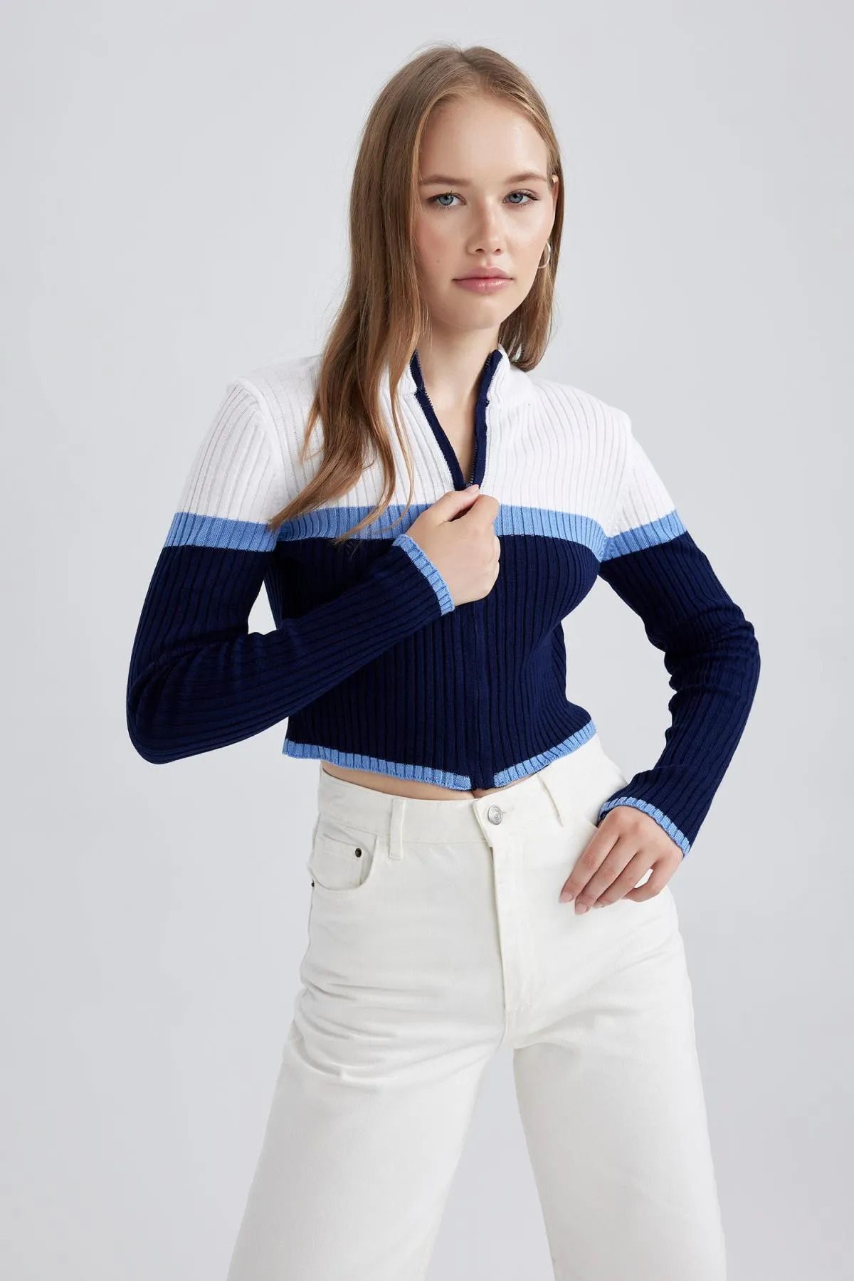 DeFacto Coool Regular Fit Yarım Balıkçı Yaka Triko Hırka
