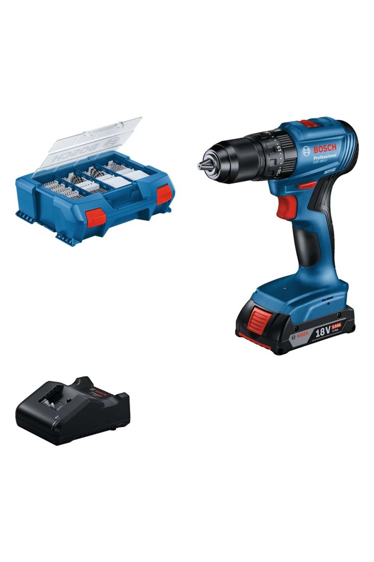 Bosch Gsb 185-LI Tek Akülü Darbeli Matkap 82 Parça Uç Set 06019K3122