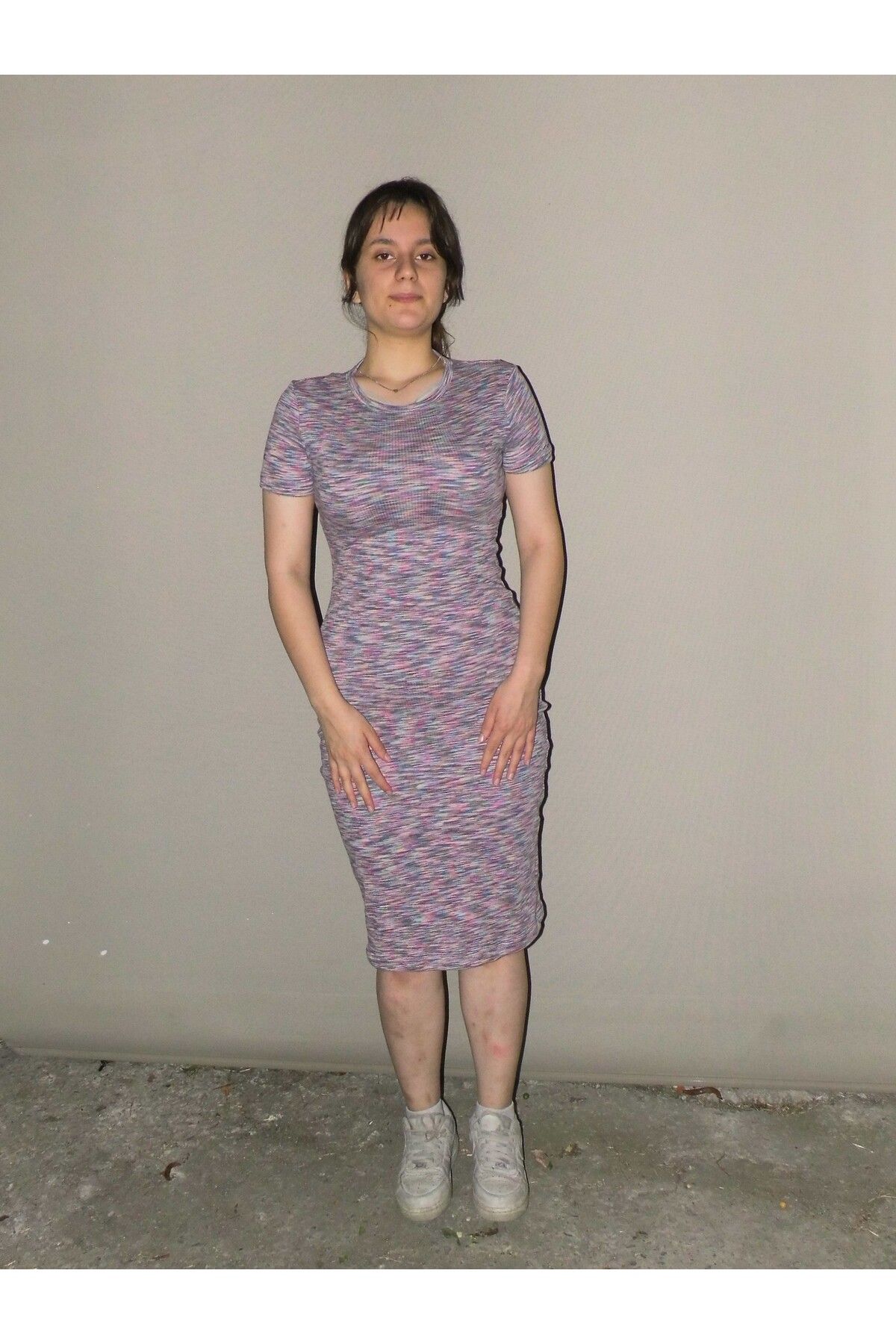 Stitch Shop KAŞKORSE DİZ ALTI ELBİSE AÇIK RENKLİ KIRÇILLI