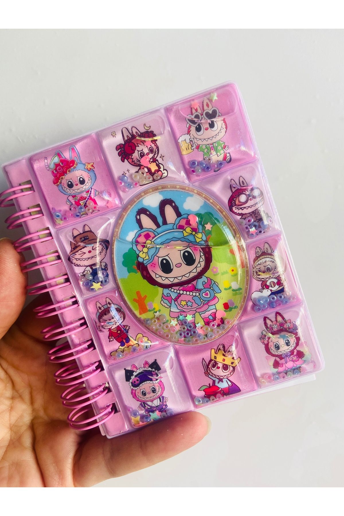 synshop Labubu 3d Sulu Simli Boncuklu Kapak Stickerlı Not Defteri