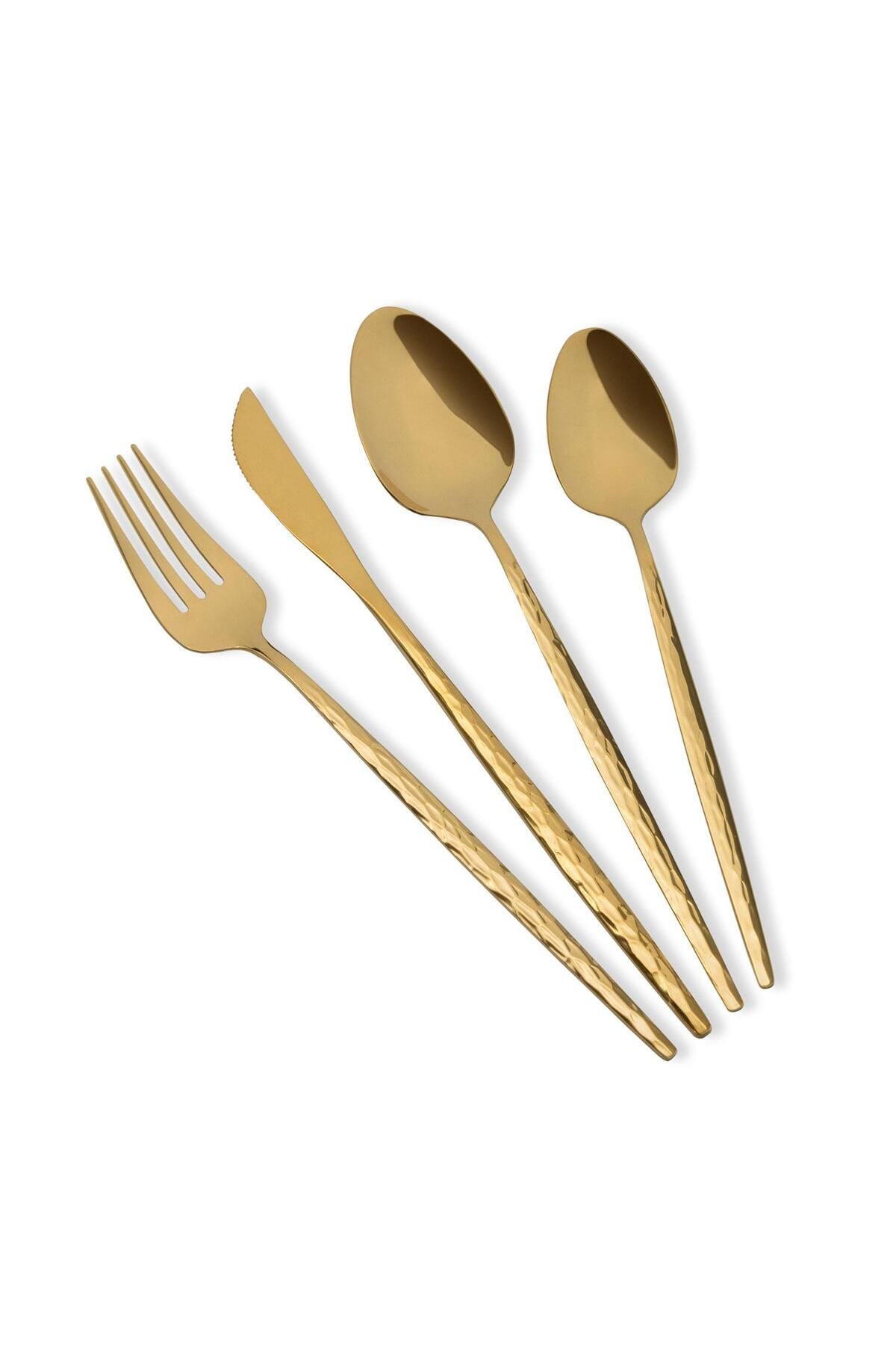 The Mia Shiny Çatal Kaşık Bıçak Takımı Gold 24 Parça