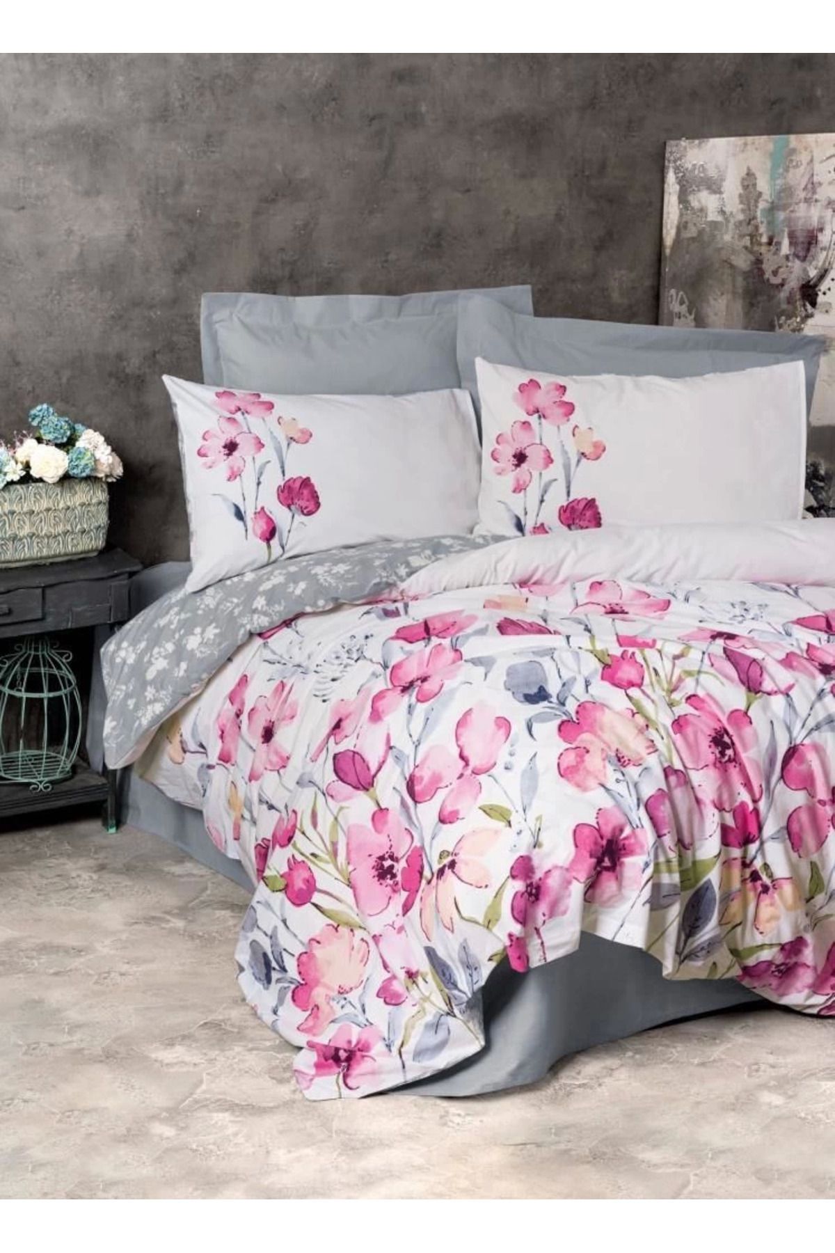 Modafiks Cotton Box Ranforce Nevresim Takımı Çift Kişilik Carla Gri