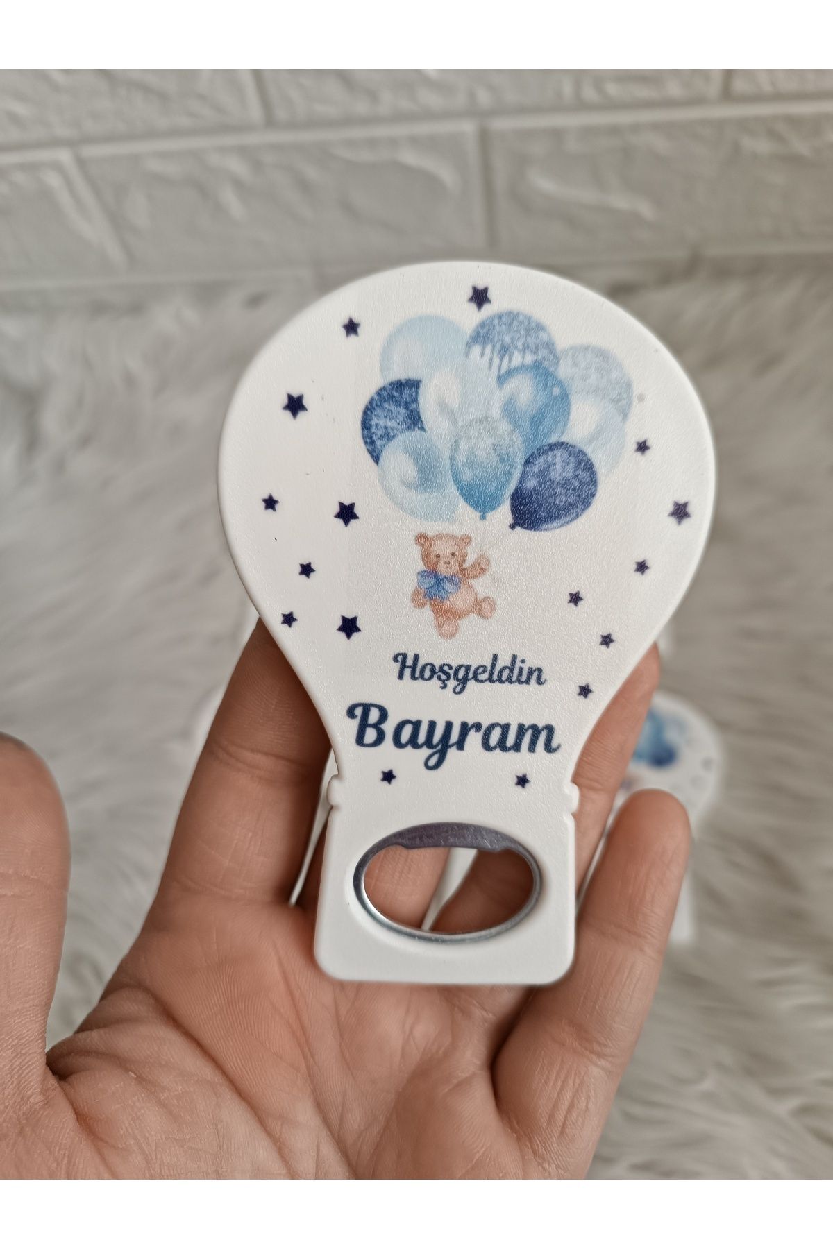 Doğrukan Hediyelik 25 adet lacivert balon tutan ayıcıklı yenidoğan doğum günü mevlüt balon açacak magnet