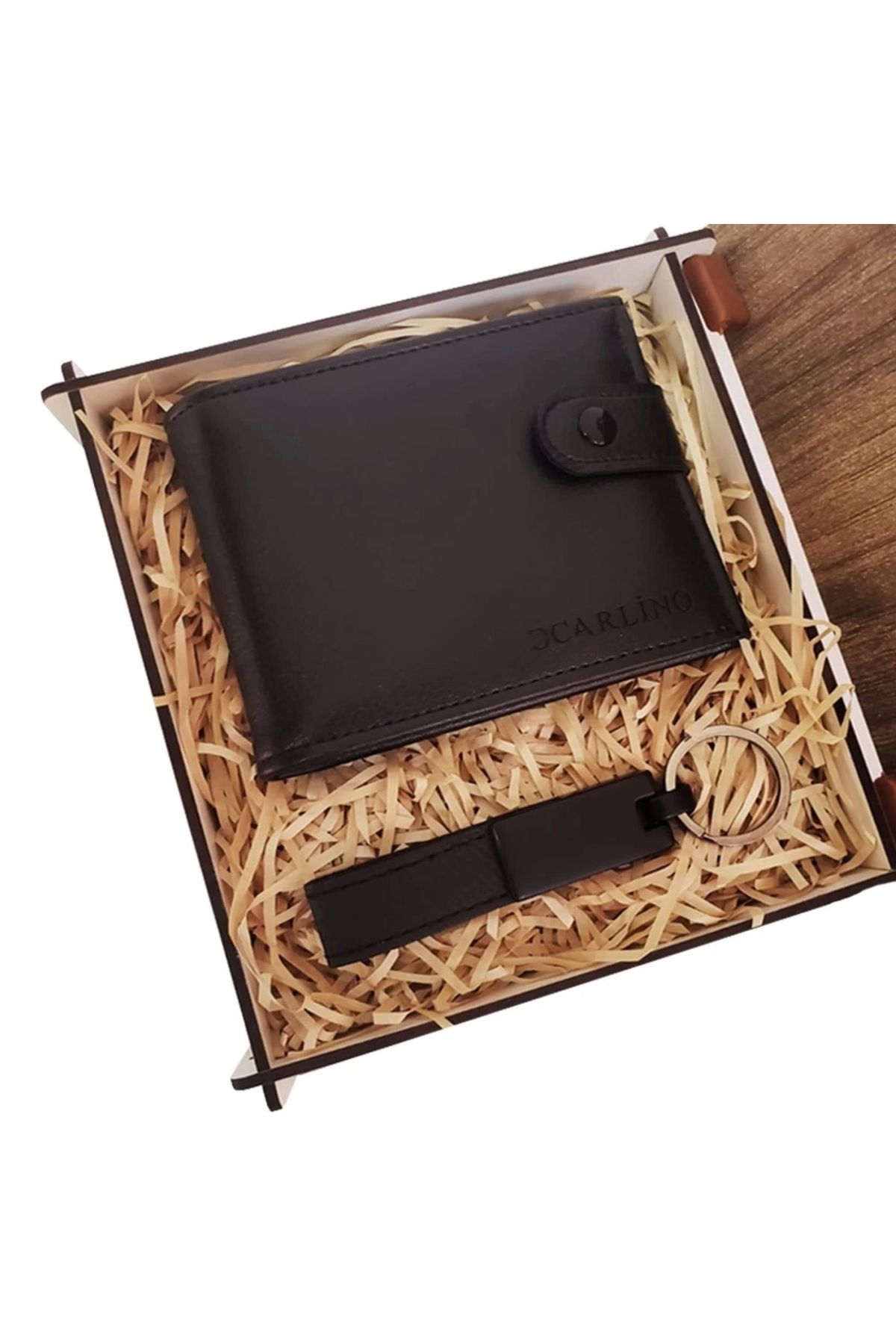 shop Cüzdan Anahtarlık Ahşap Kutulu Set