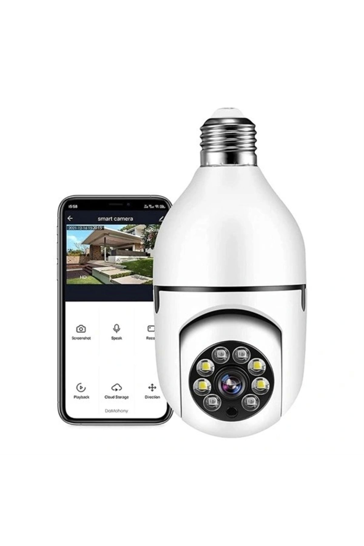 shopwave WiFi 360 Panoramik Ampul Kamera Gece Görüş Ses Akıllı Hareket Algılayıcı (5047)