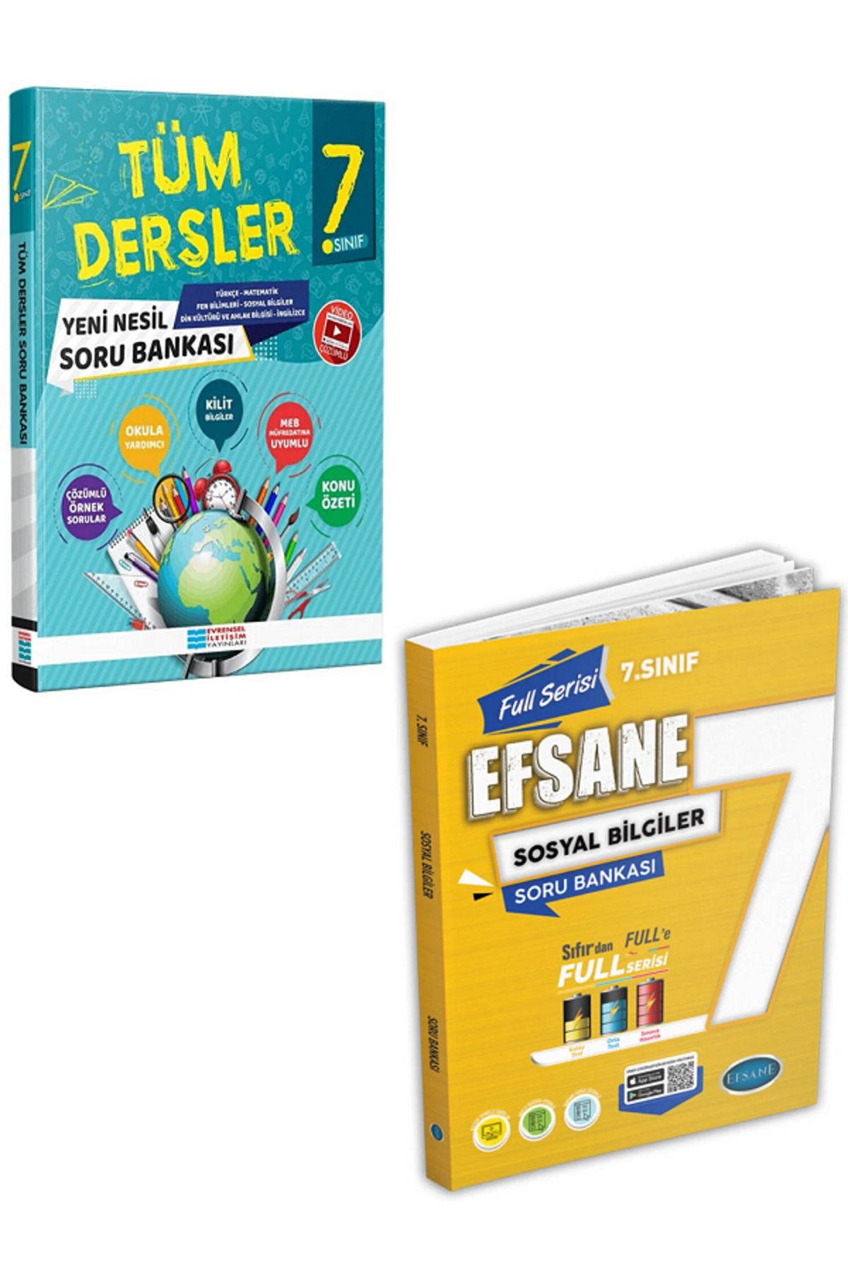 Evrensel İletişim Yayınları 7.Sınıf Evrensel Tüm Dersler Soru Bankası + 7.Sınıf Efsane FULL Sosyal Bilgiler Soru Bankası /2KİTAP