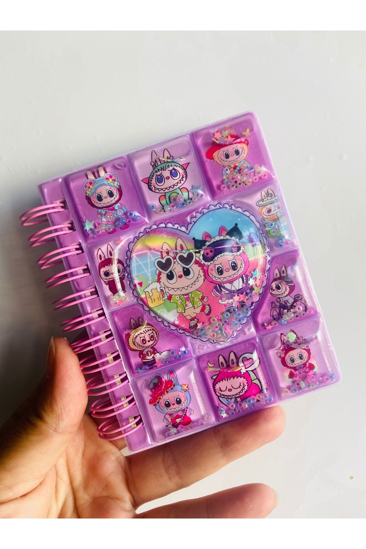synshop Labubu 3d Sulu Simli Boncuklu Kapak Stickerlı Not Defteri