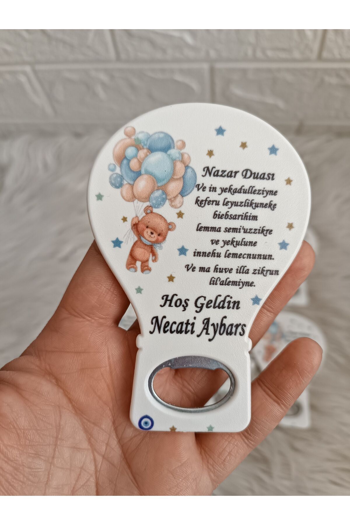 Doğrukan Hediyelik 25 adet balonlu ayıcıklı nazar dualı balon açacak yenidoğan doğum günü mevlüt magnet hediyelik