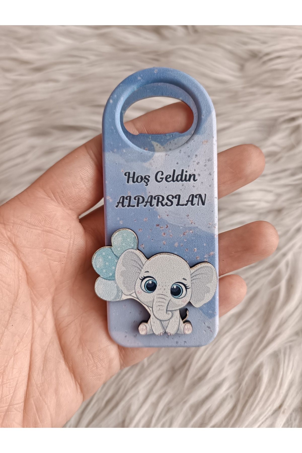 Doğrukan Hediyelik 10 adet mavi balonlu filli uzun açacak magnet yenidoğan doğum günü hediyelikleri