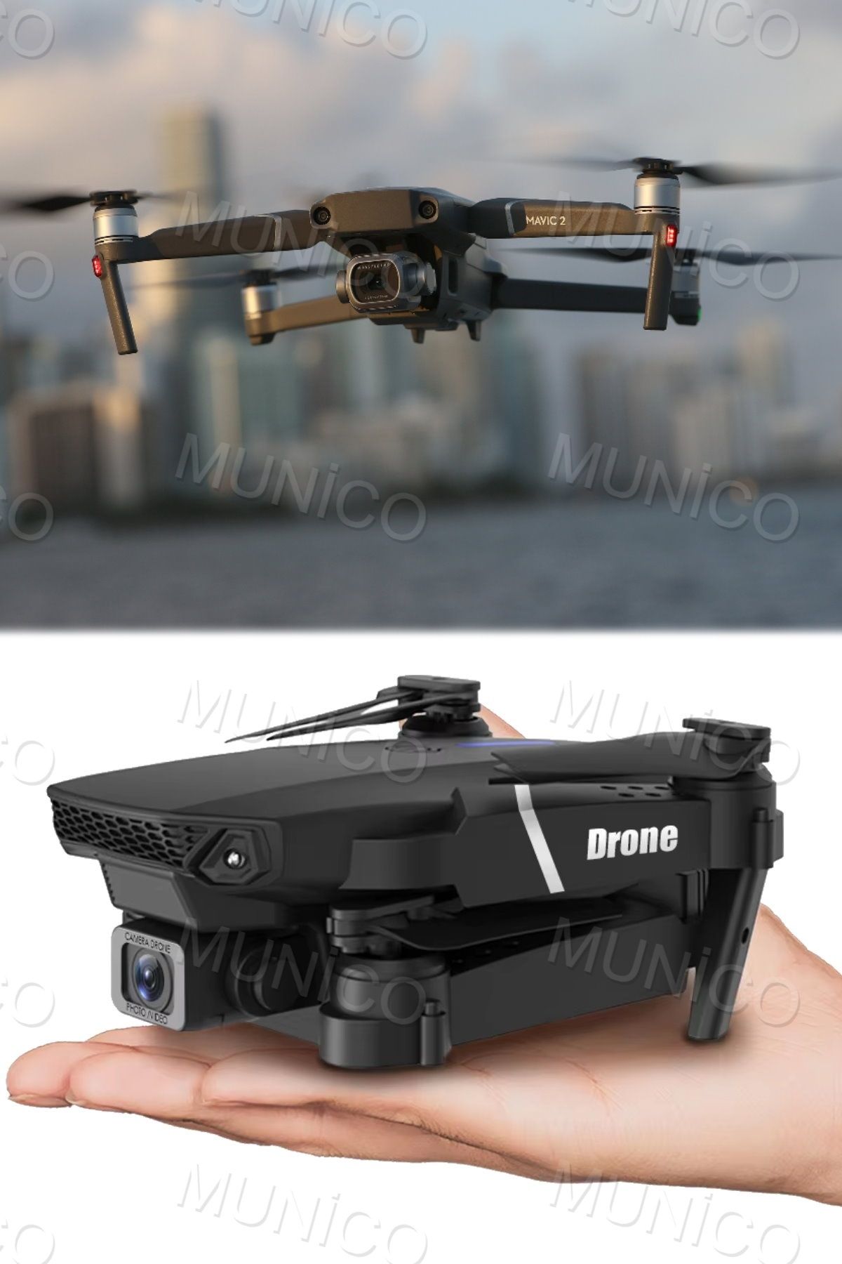 Munico Akıllı Takip Katlanabilir Çocuklara Hediyelik Drone GPS Mini Drone Kamera 4K Profesyonel HD Kamera