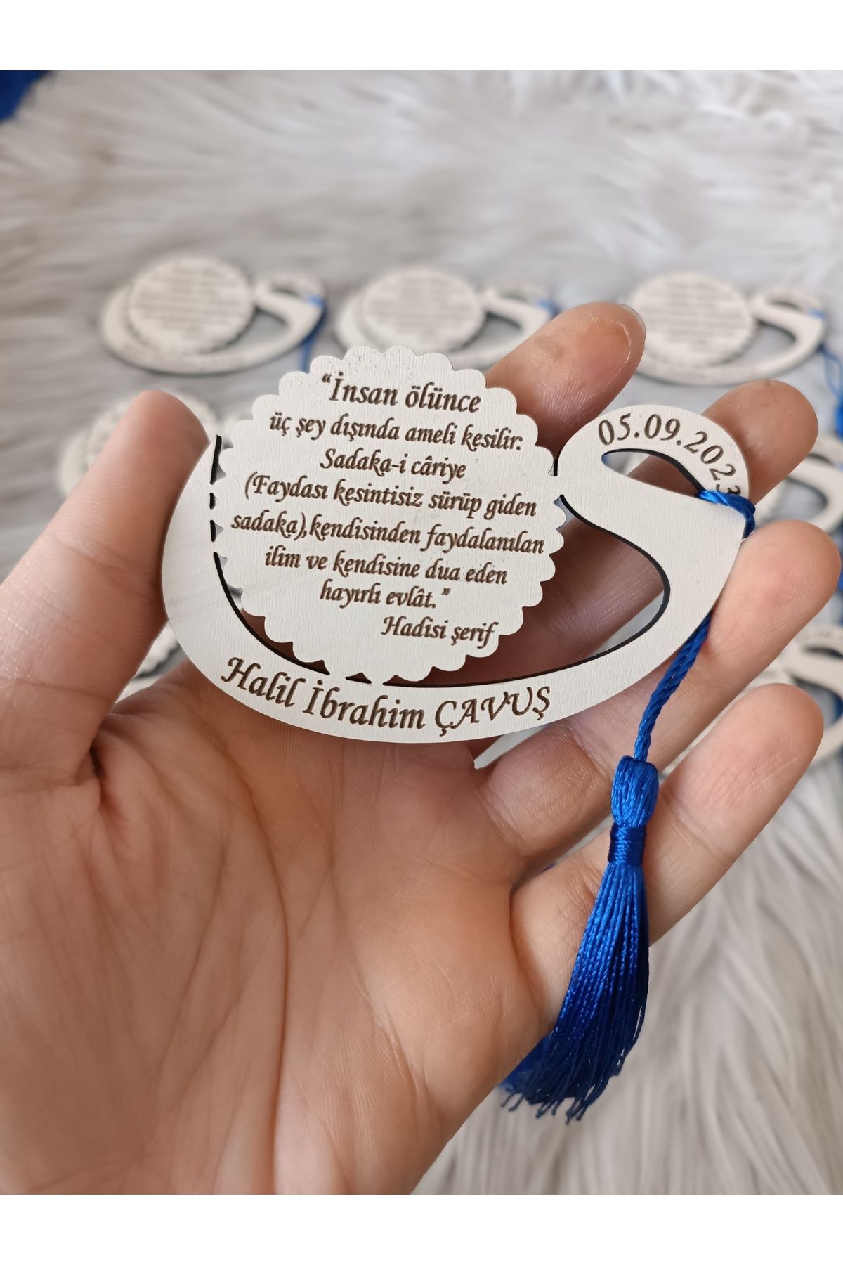 Doğrukan Hediyelik Ahşap Püsküllü Yenidoğan Doğum Günü Vav Magnet Hediyelik (20 adet)