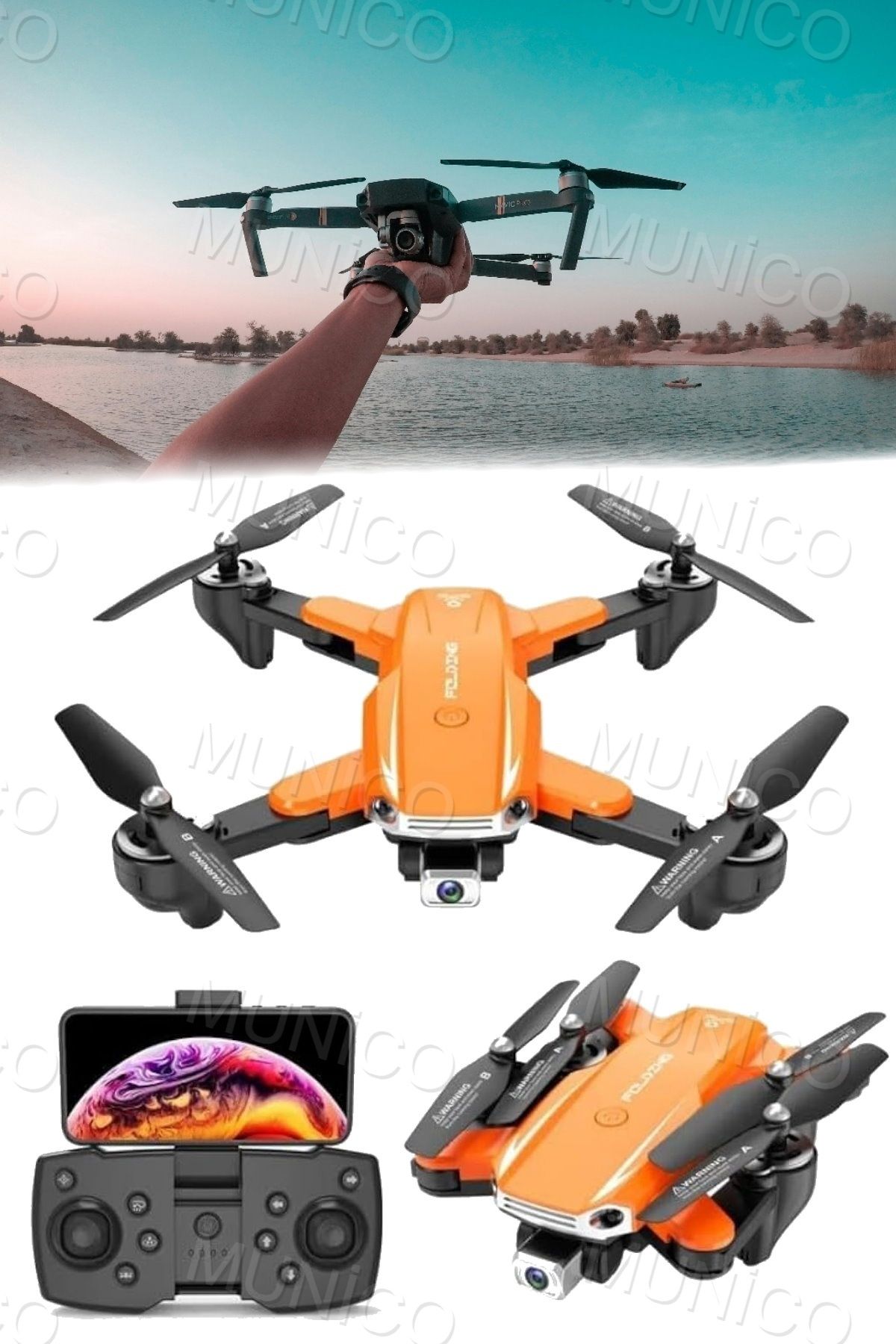 Munico Drone Wifi 4K Profesyonel kamera FPV HD 2.4GHz Hava Fotoğrafçılığı RC Dört Pervaneli Helikopter