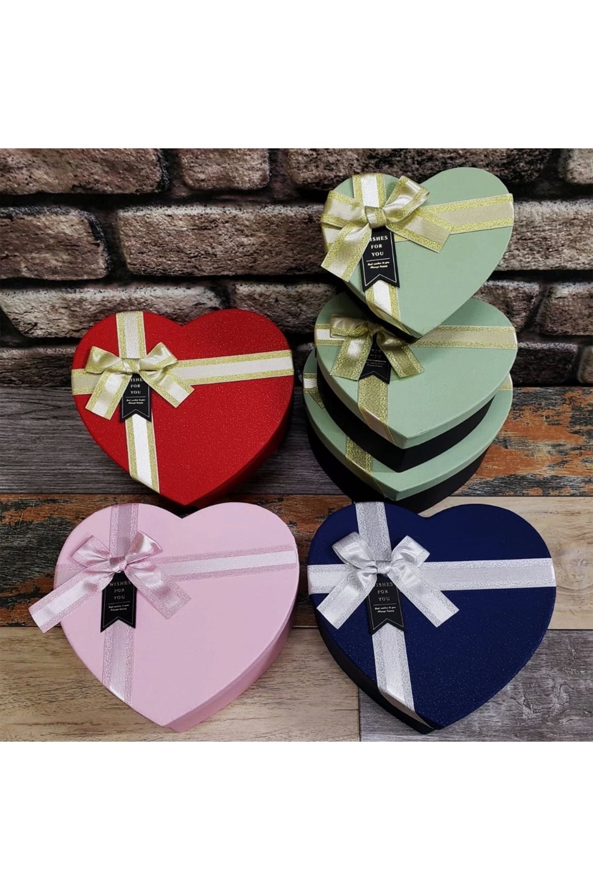 shop 3'lü Hediyelik Kalp Kutu