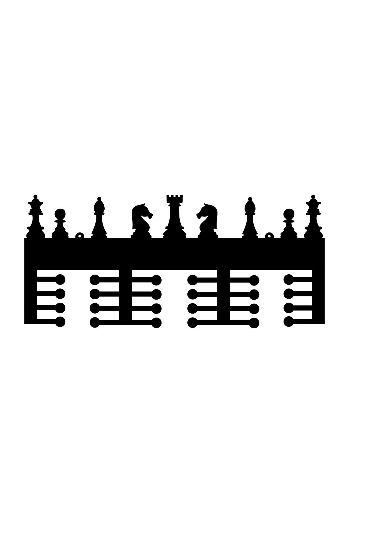 Ti Play Satranç Temalı Akrilik Madalya Askısı 55x25 cm Parlak Siyah Akrilik 4mm